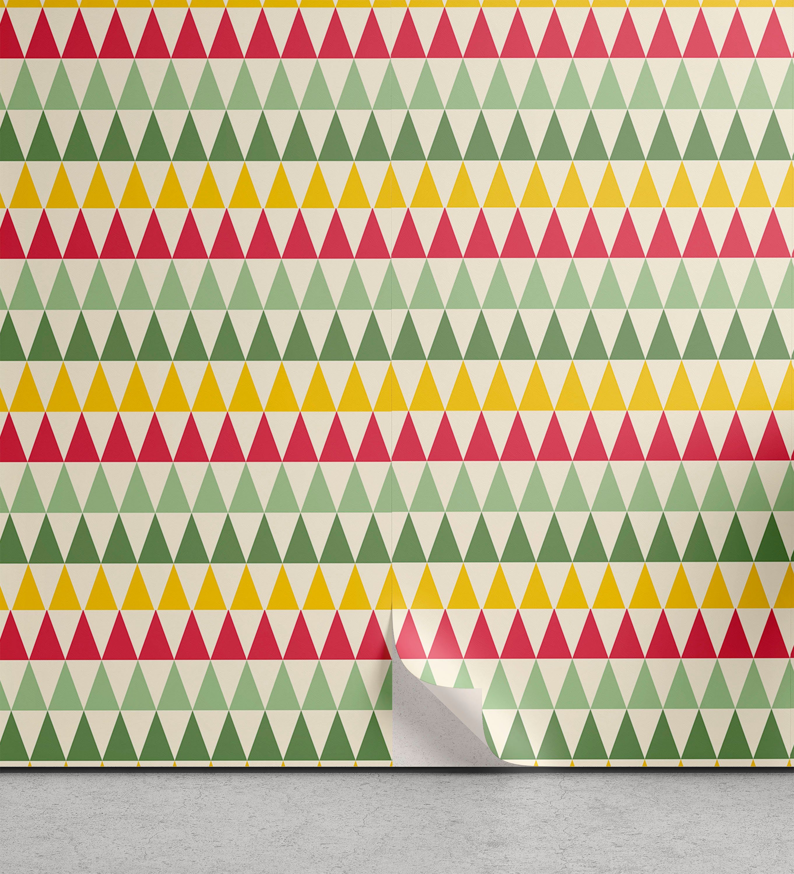 Abakuhaus Vinyltapete selbstklebendes Wohnzimmer Küchenakzent, Geometrisch Triangles Bunte