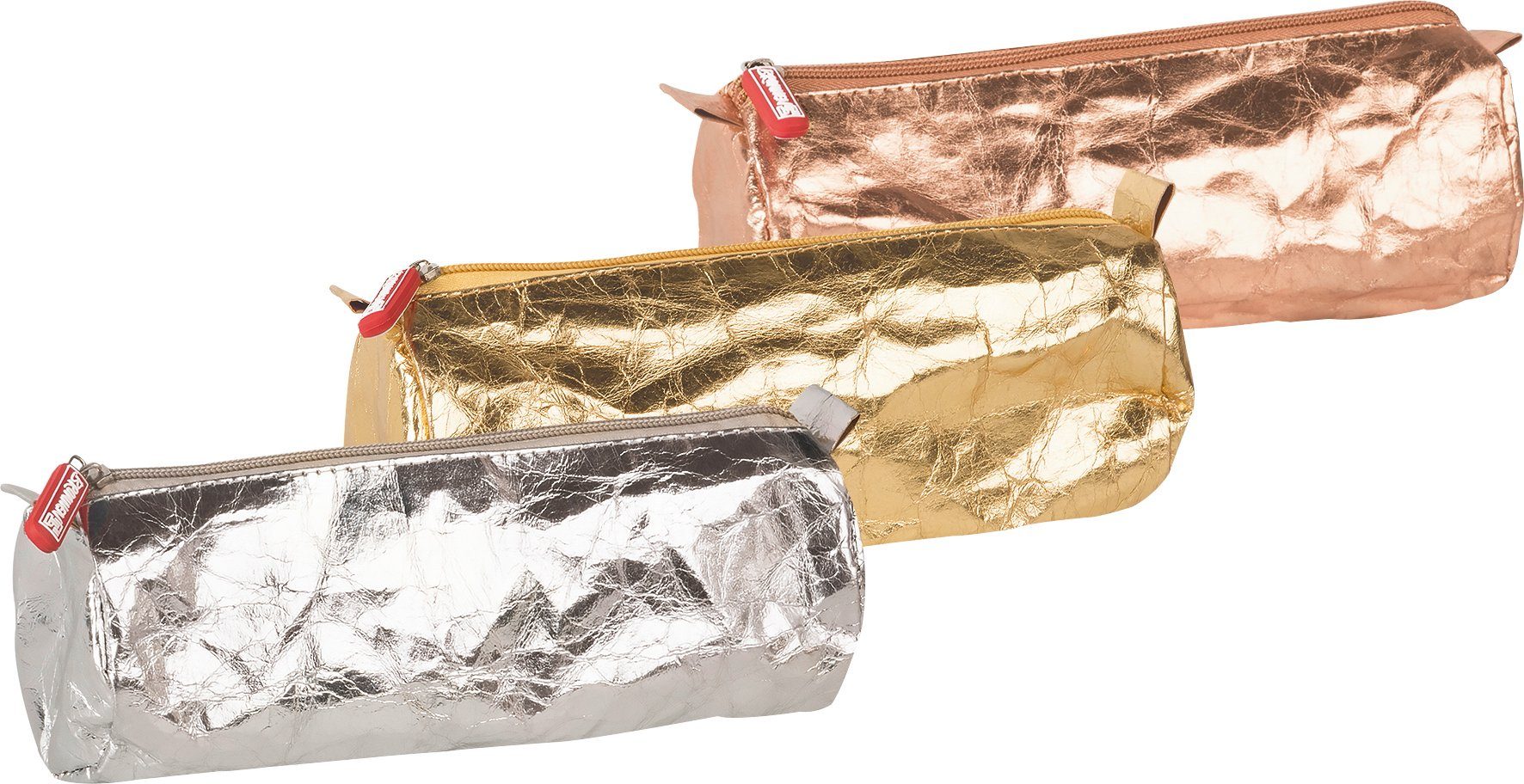 BRUNNEN Federtasche Schlampermäppchen Metallic 22 x 8 cm rosegold goldfarben silberfarben