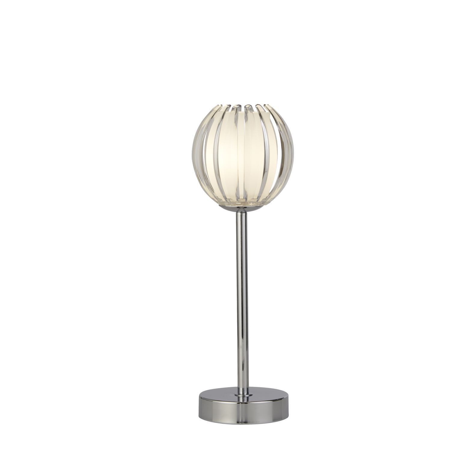 Licht-Erlebnisse Tischleuchte EMSLAN, ohne Leuchtmittel, Glas Metall 33 cm Chrom G9 Kugelschirm rund Modern