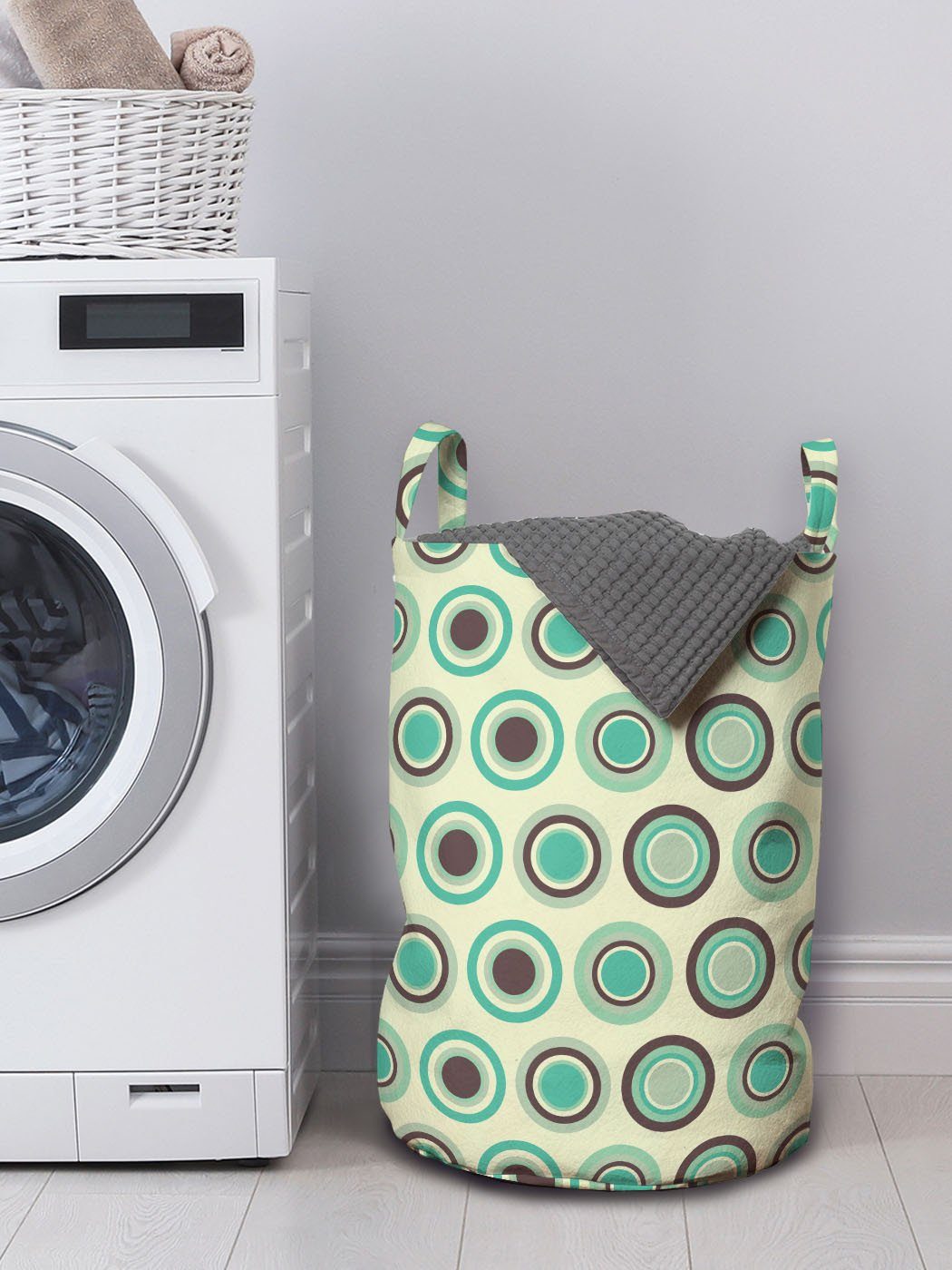 Abakuhaus Wäschesäckchen Wäschekorb mit Tupfen-Pastell-Muster Waschsalons, für Griffen Retro Kordelzugverschluss