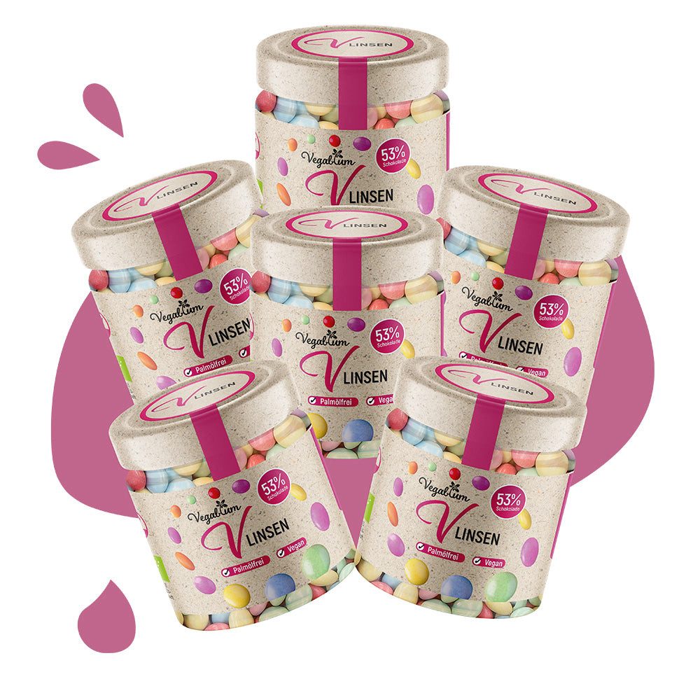 Vegablum Schokolade Vlinsen Bio Schokolinsen, 6 Gläser à 100 g, 6 x (Set, Vlinsen Bio Schokolinsen, 6 Gläser à 100 g)