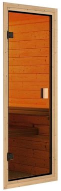 Karibu Saunahaus Hygge, BxTxH: 508 x 276 x 221 cm, 38 mm, (Set) mit holzbeheizten Saunaofen