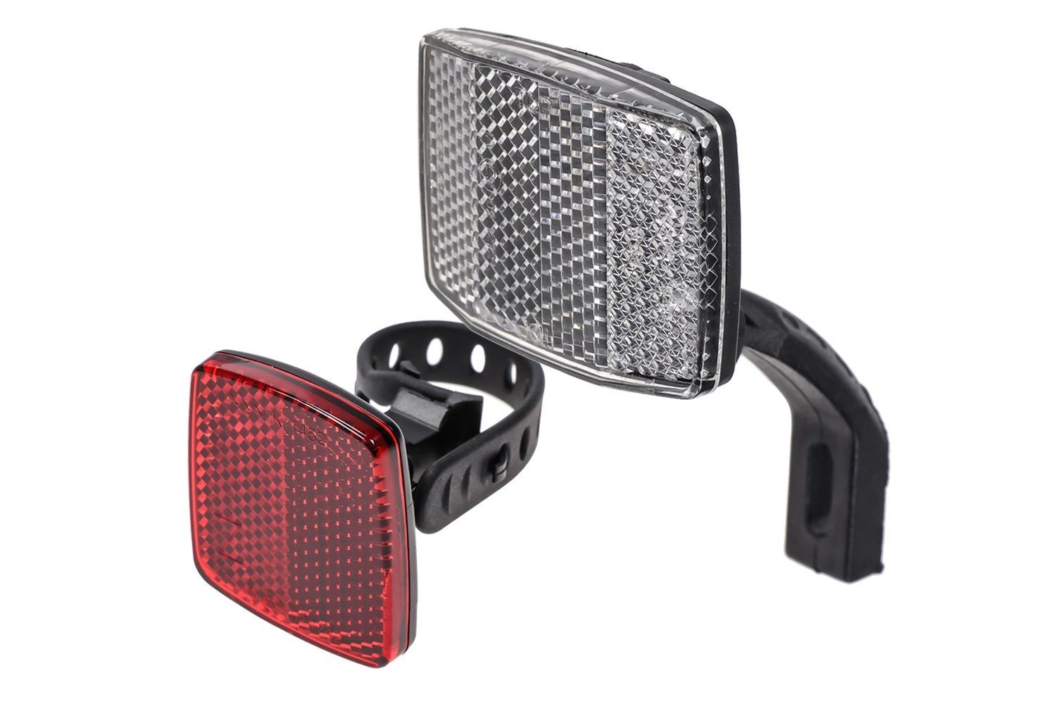 Non-Branded Fahrradreflektor Fahrrad Reflektoren Set Front Rück Strahler Z-Flex Evo StVZO rot weiß
