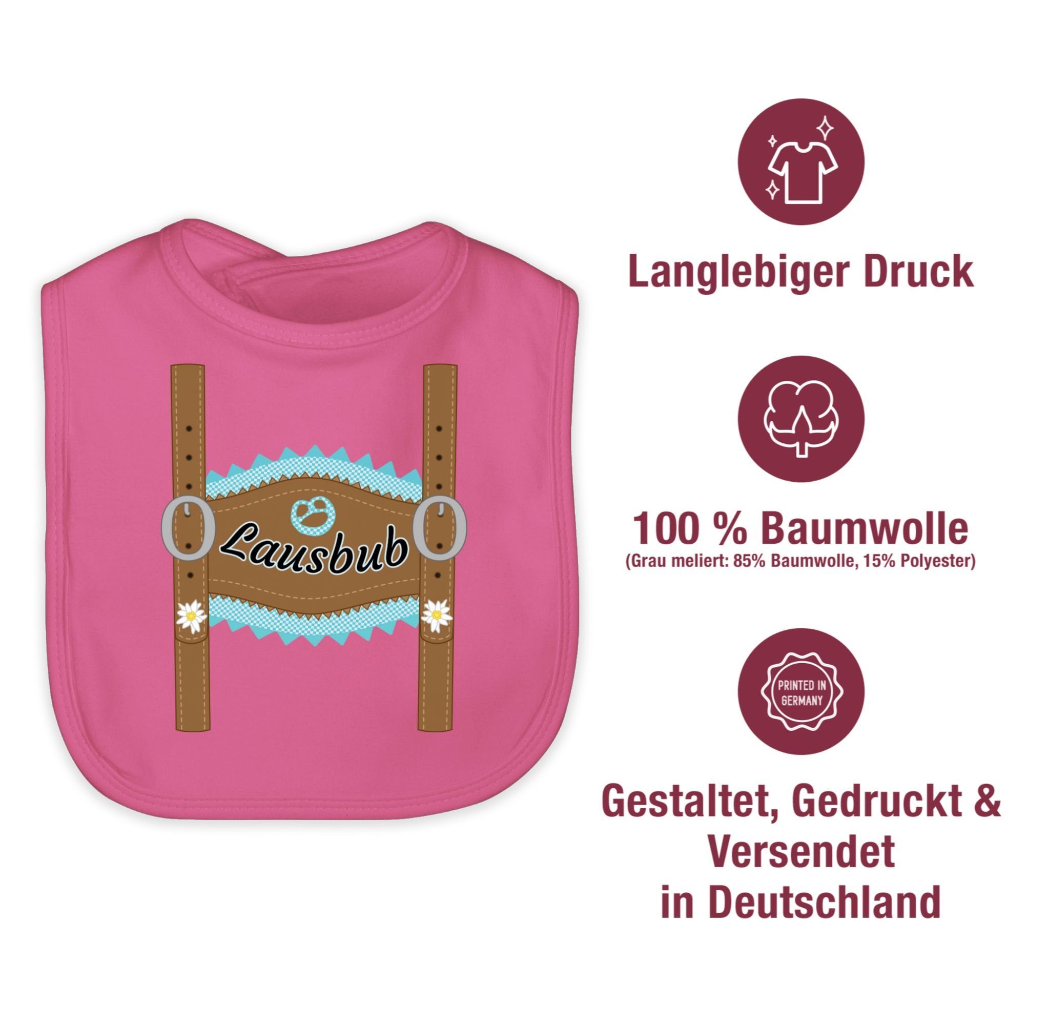 Mode Lederhose, Lausbub Outfit für Shirtracer Oktoberfest Lätzchen Baby 3 Pink