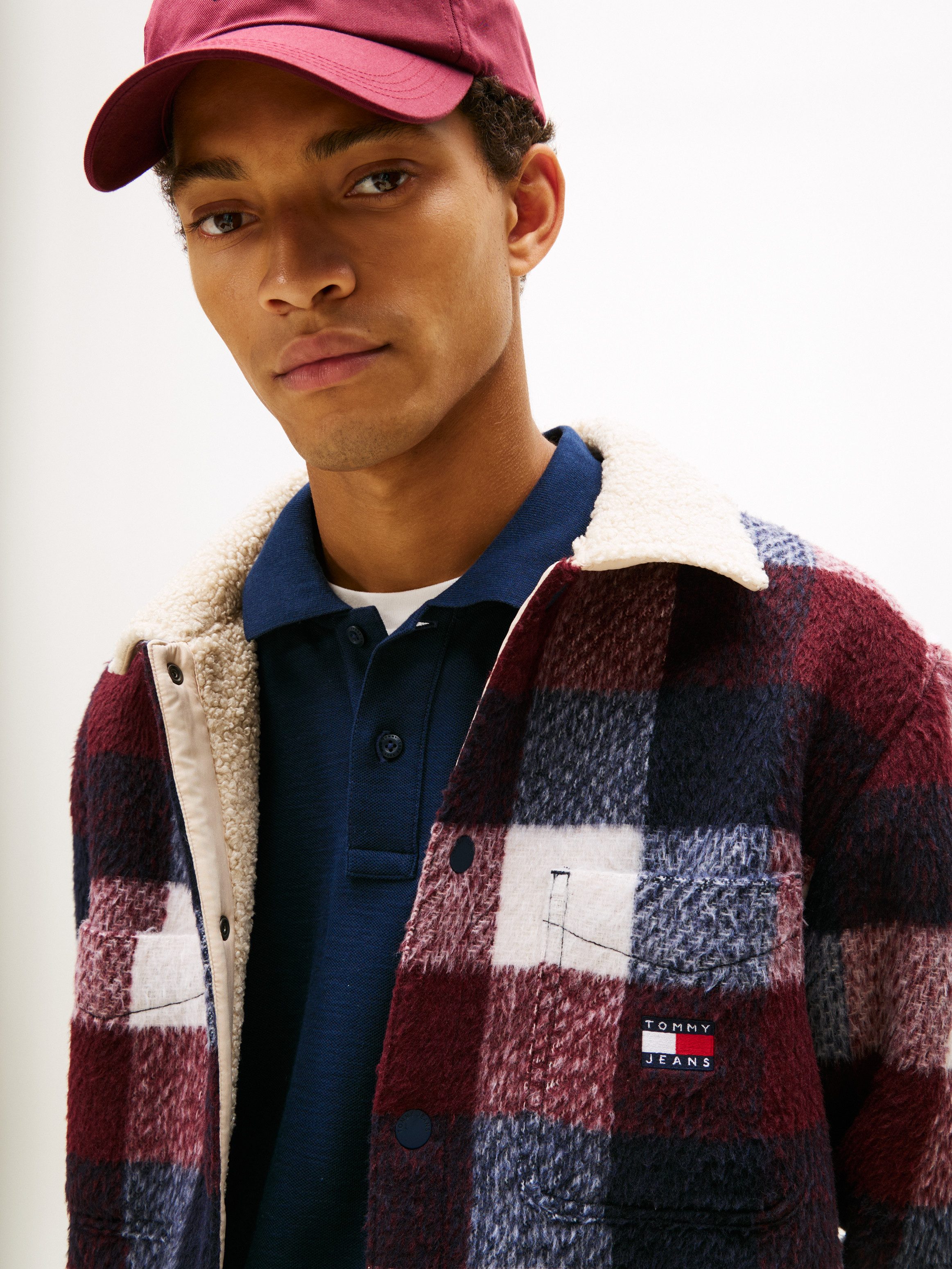 Tommy Jeans Karohemd CHECK TEDDY OVERSHIRT Overshirt Jacke Holzfäller kRegu günstig online kaufen