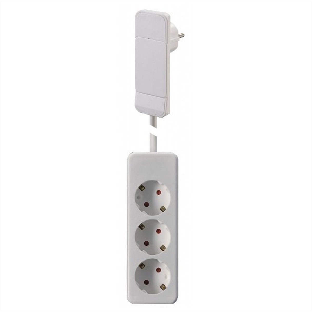 Bachmann SmartPlug Flachstecker Steckdosenleiste (Kabellänge 1.6 m), mit 3x Schutzkontakt Steckdosenleiste, 933.015