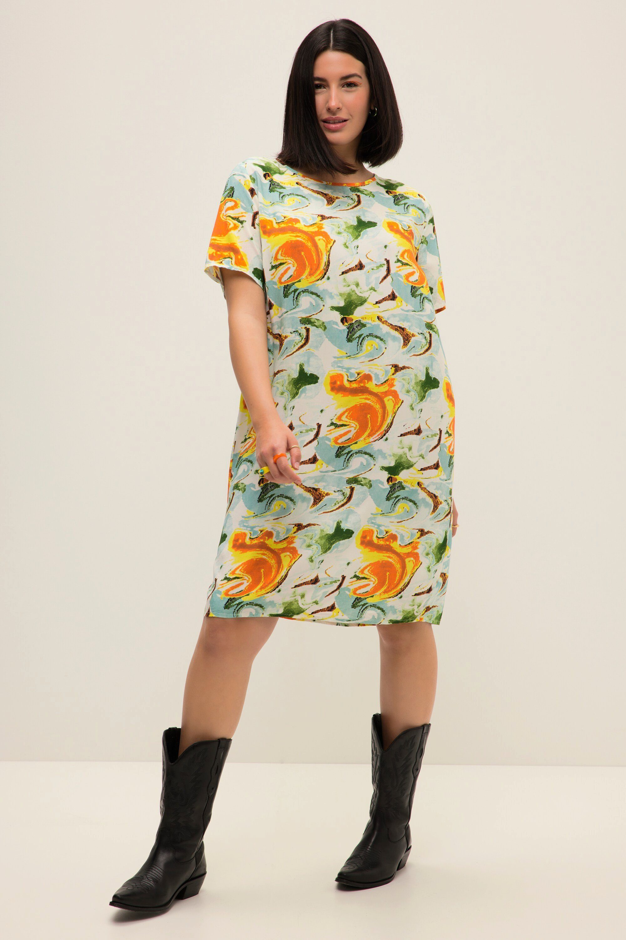 Minikleid Minikleid Straight Fit Color Print Rundhals