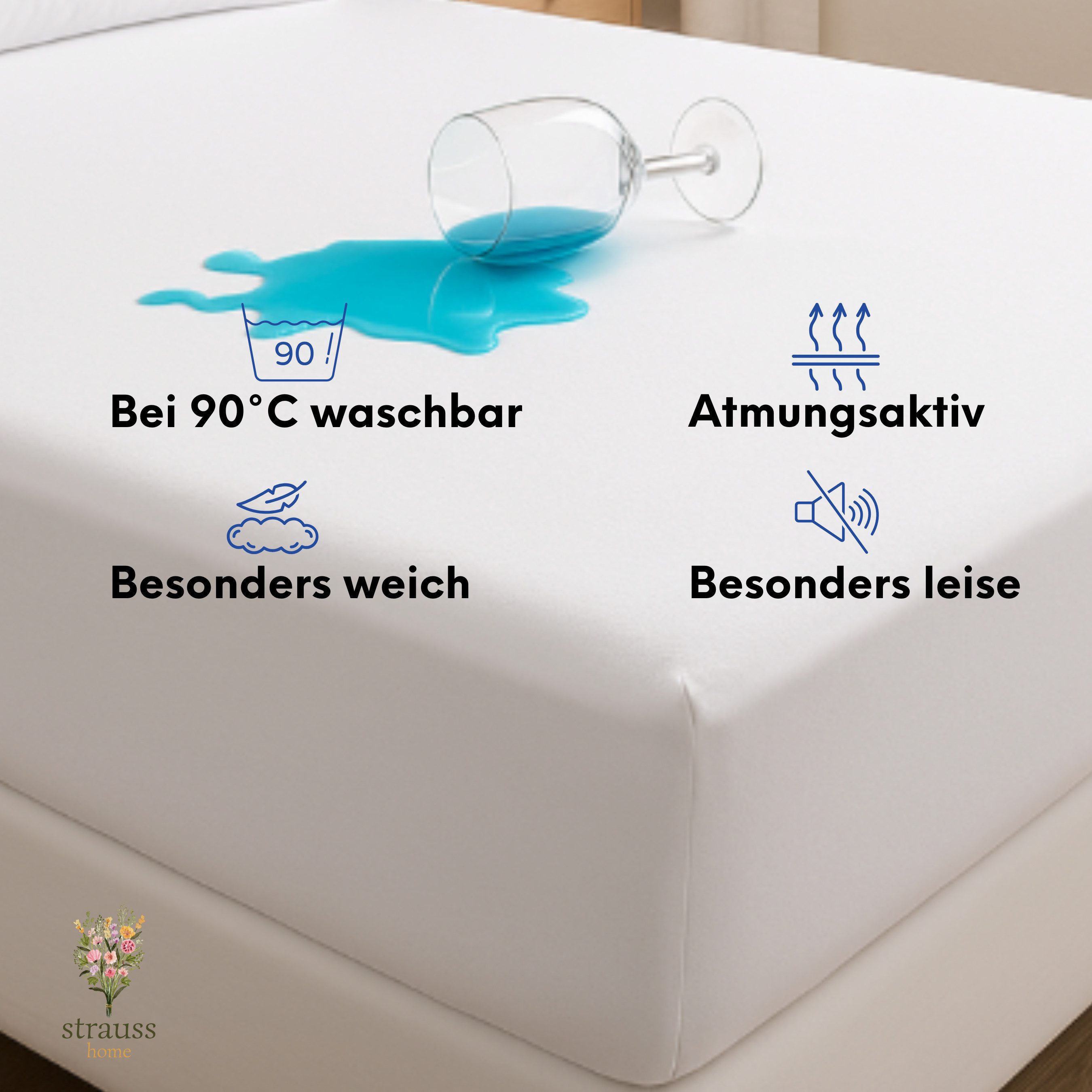 Strauss Home Spannbettlaken Premium, Gummizug: Rundumgummi, 150gr/m2 Premiu günstig online kaufen