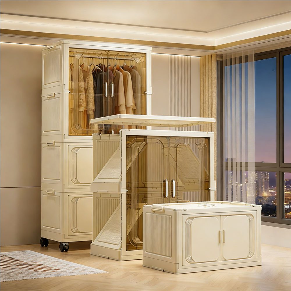 GarveeMore Kleiderschrank Klappbarer Kleiderschrank mit hängenden Schienen Kleiderschrank – Bild 4 von 5