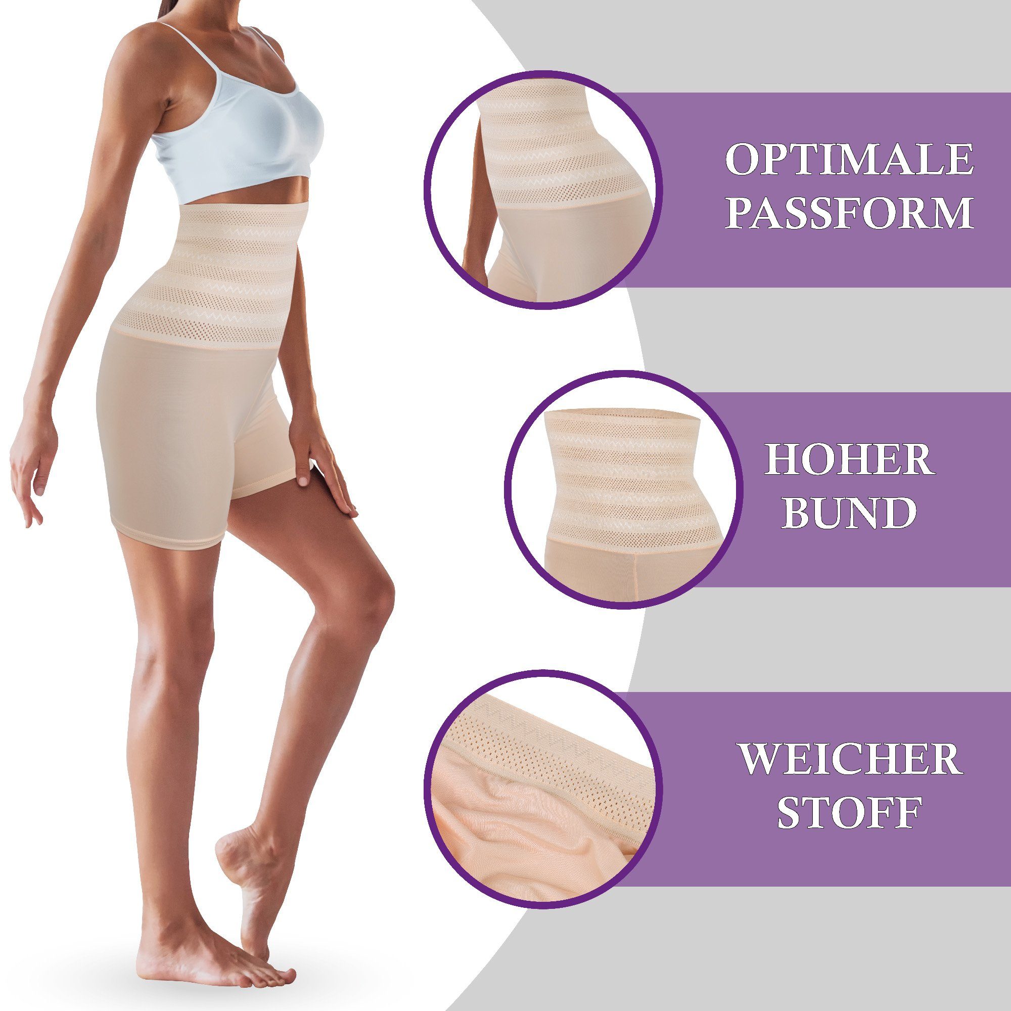 hemmy Fashion Miederslip Figurformender Mieder - Langbein Highwaist Miederpants Bauchweg Effekt, Shapewear Bodypants Hohe Taille
