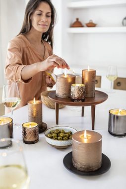 Spaas Windlicht Kerze im Glas Deko Kerze in Bronze Metallic und Perlmutt Metallic (Kerze in Metallisches Glas, Schönes Geschenk für Weihnachten), mit RAL-Gütezeichen