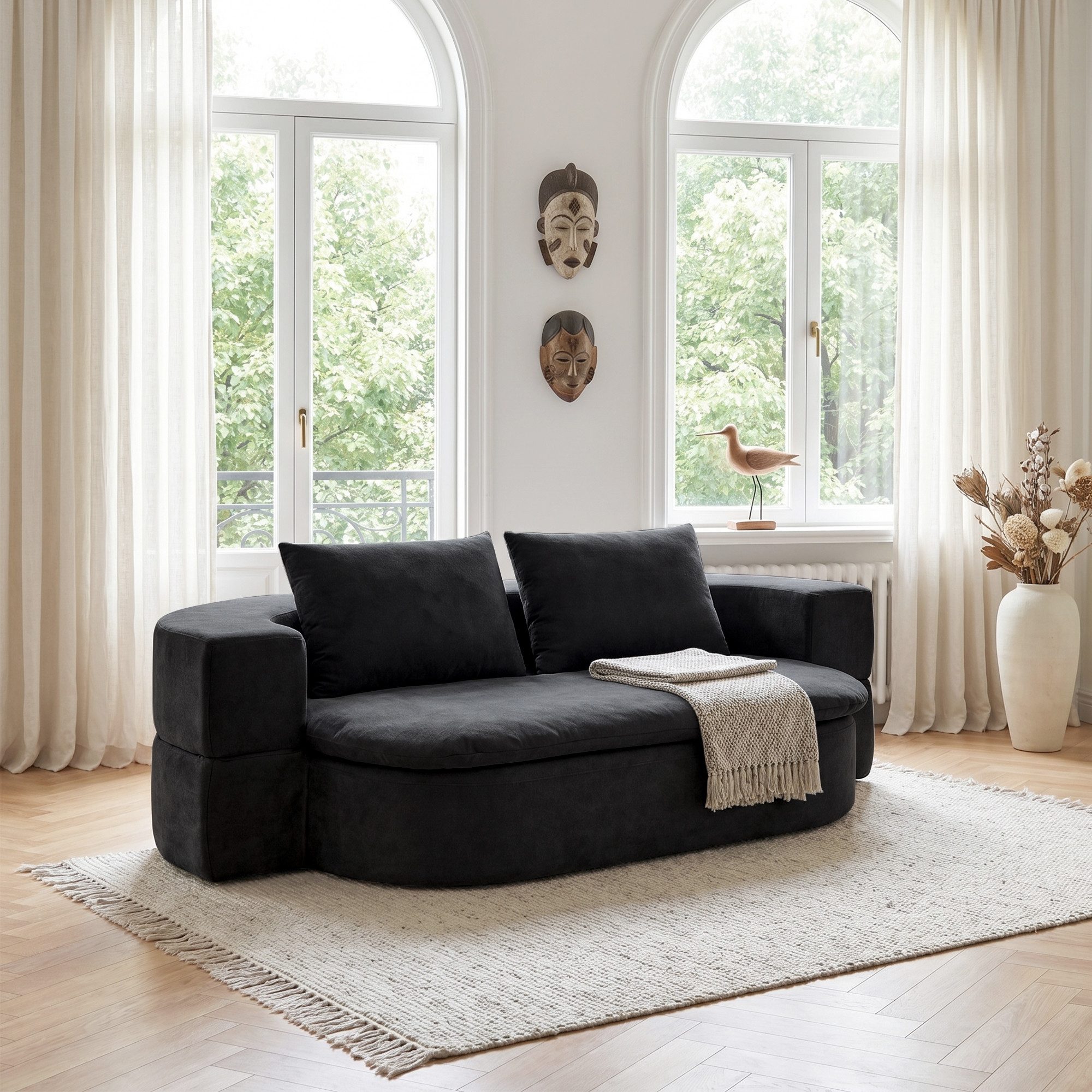 GLP Schlafsofa Klappsofa 2-Sitzer mit Schlaffunktion, 200x130 cm, Set, Bodennahes Gästebett mit 2 Kissen für kleine Räume