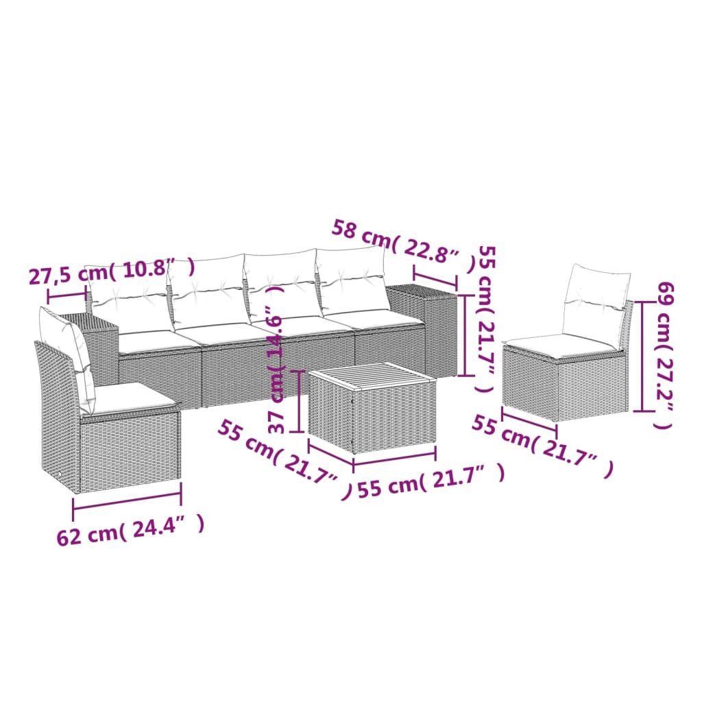 vidaXL Gartenlounge-Set 7-tlg. Garten-Sofagarnitur mit Kissen günstig online kaufen