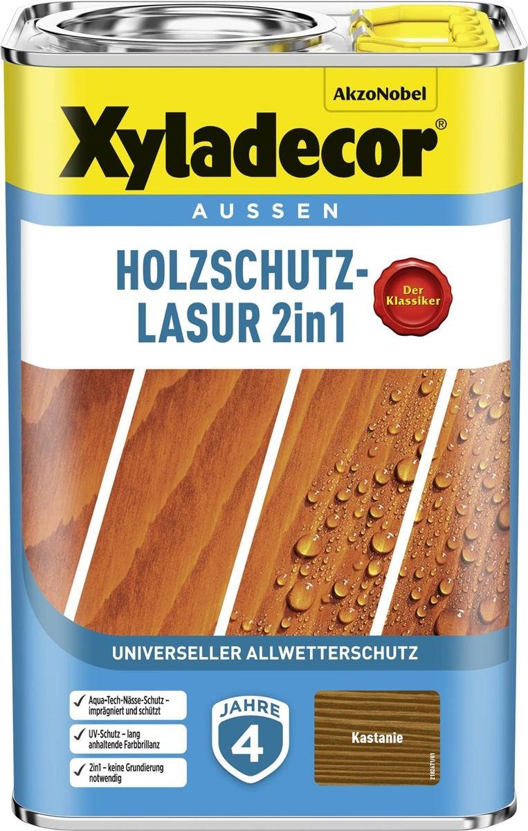 Xyladecor  Holzschutzlasur Holzschutzlasur Kastanie 4 l Außen Imprägnierung Holzschutzmittel | Holzlasuren