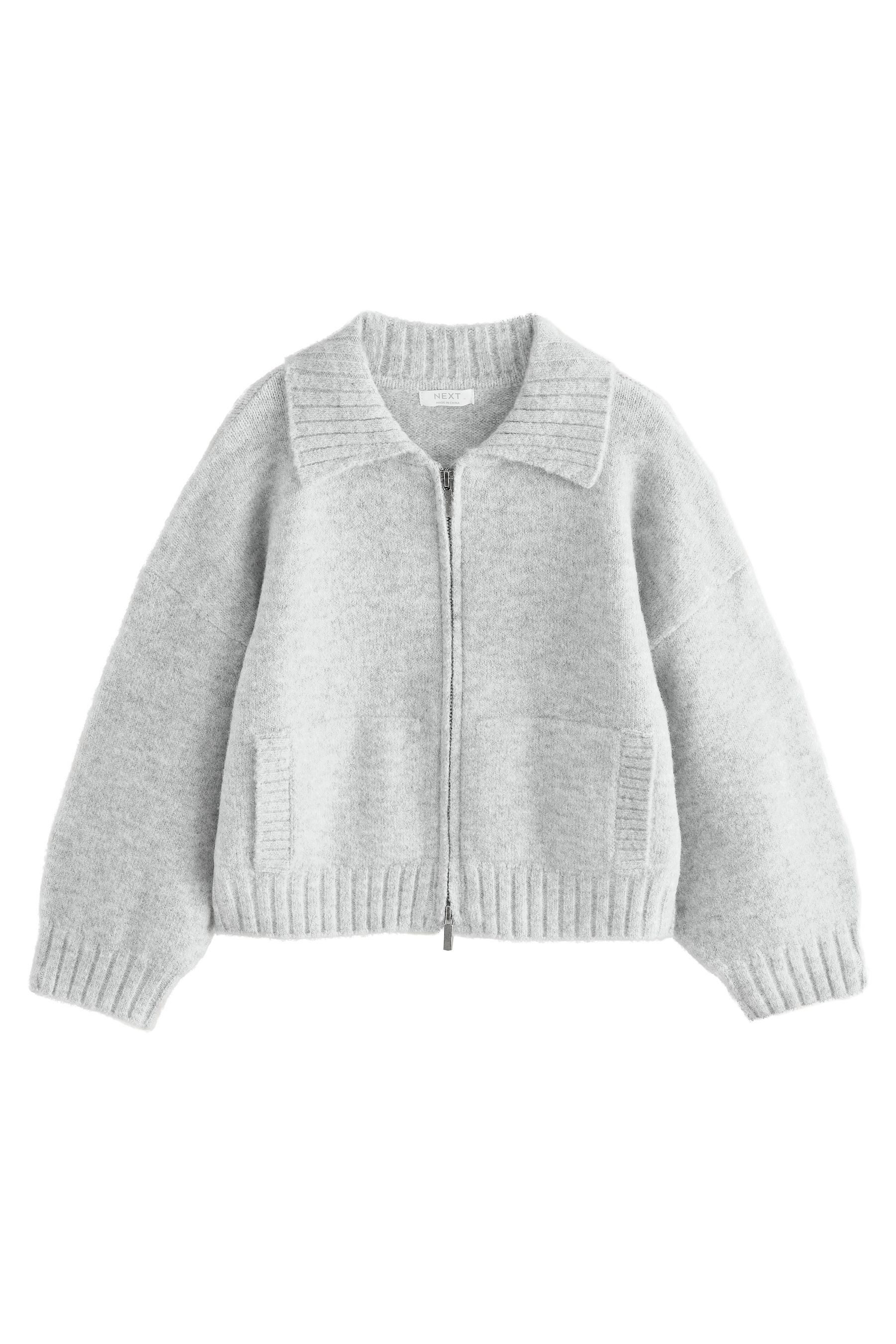 Next Strickjacke Gestrickte Kapuzenjacke mit Reißverschluss (1-tlg)