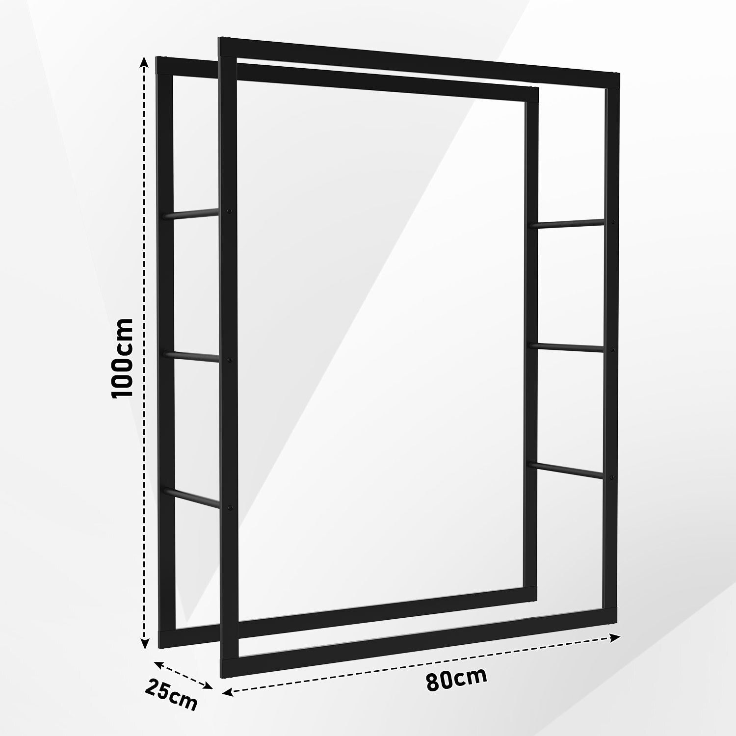 Clanmacy Kaminholzregal Brennholzregal für innen/außen 80x25x100 cm Metall günstig online kaufen