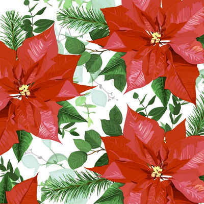 HOME FASHION Papierserviette 20 Servietten Floral Christmas 33x33cm, (20 St)