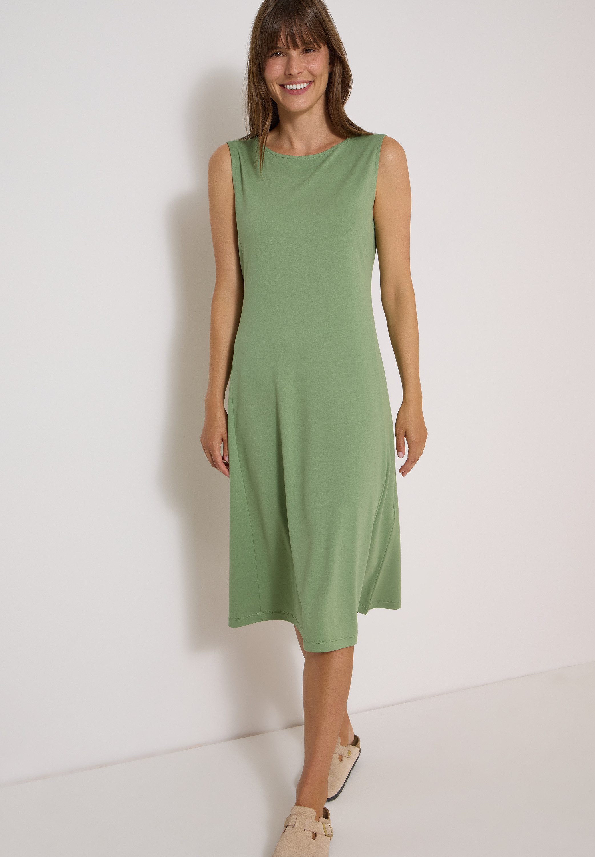 CECIL Midikleid Ärmelloses Sommerkleid mit Rundhals und Jersey