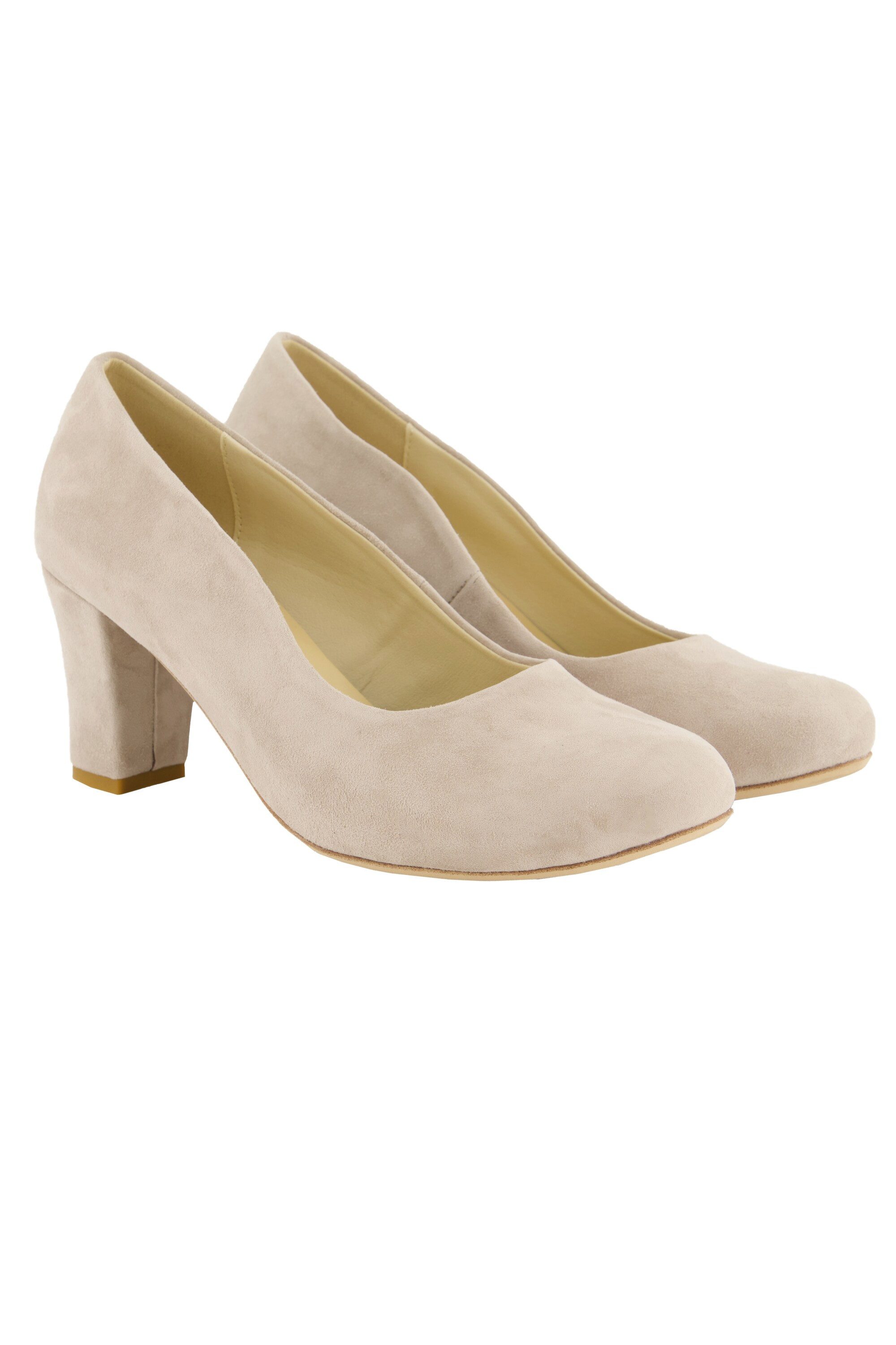 Veloursleder-Pumps Wellenschnitt Blockabsatz Pumps