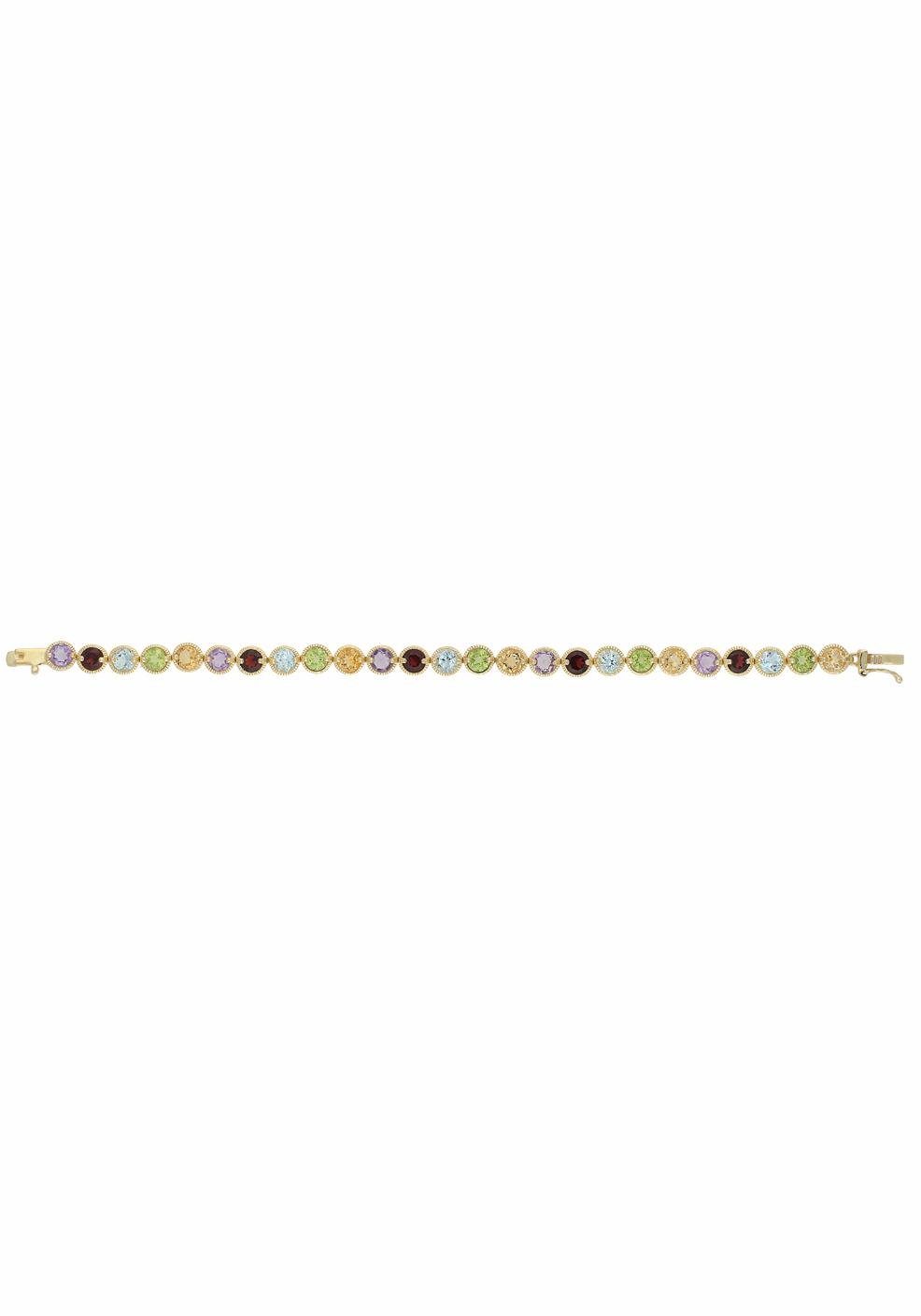 Firetti Armband Schmuck Geschenk Silber 925 Armschmuck Armkette Edelsteine, mit Amethyst, Granaten, Peridot, Citrin und Blautopas (beh)