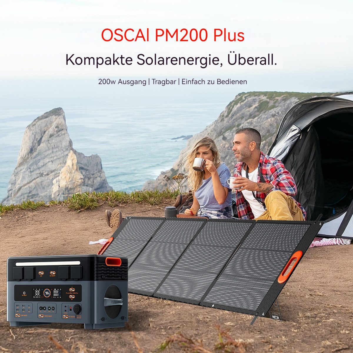 OSCAL Solarmodul Solarpanel 200W/400W 23% Monokristallines,wasserdichtes Solarladegerät, (1-St), Solar Ladegerät für Powerstastion