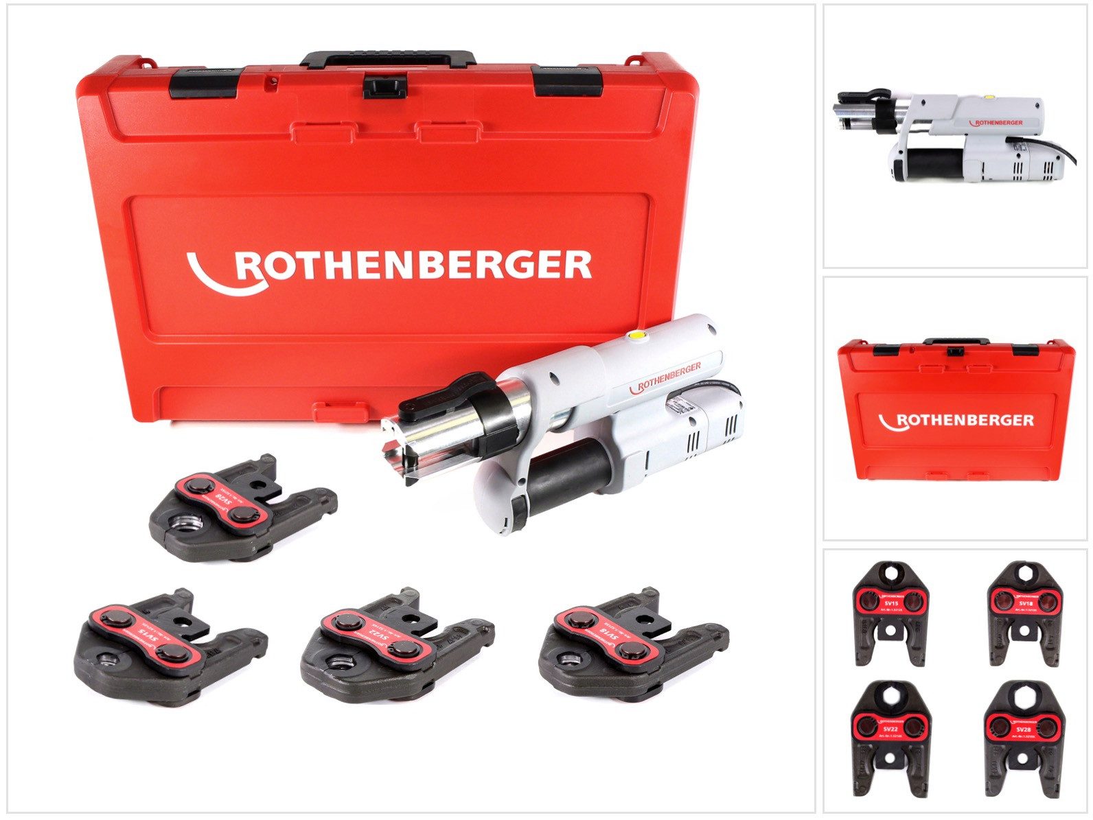 Rothenberger Werkstattpresse ROMAX AC ECO Basic 230 V Pressmaschine Typ C Set "V" im Transportkoff