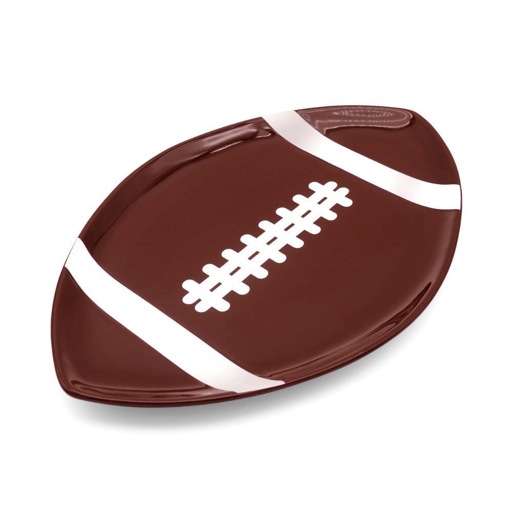 40YARDS Teller American Football Teller in Football Form mit weißer Naht & Streifen, Keramik, 30,5 x 19 cm