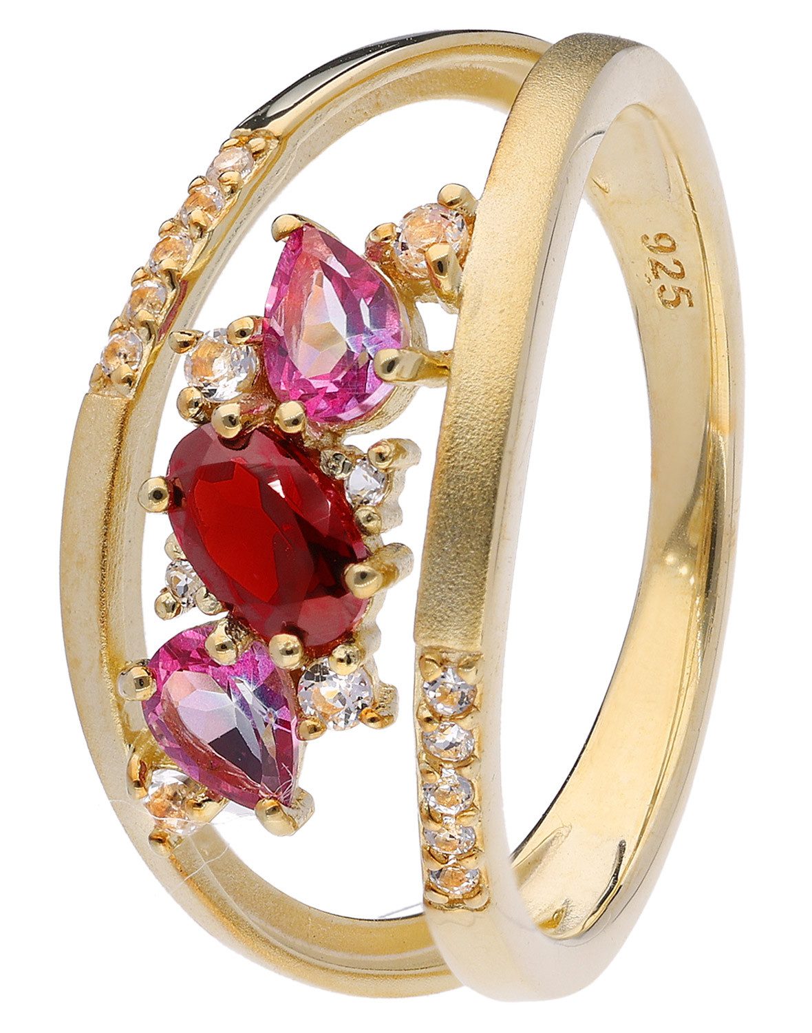 trendor Silberring Damenmit Echten en 925 Silber Vergoldet