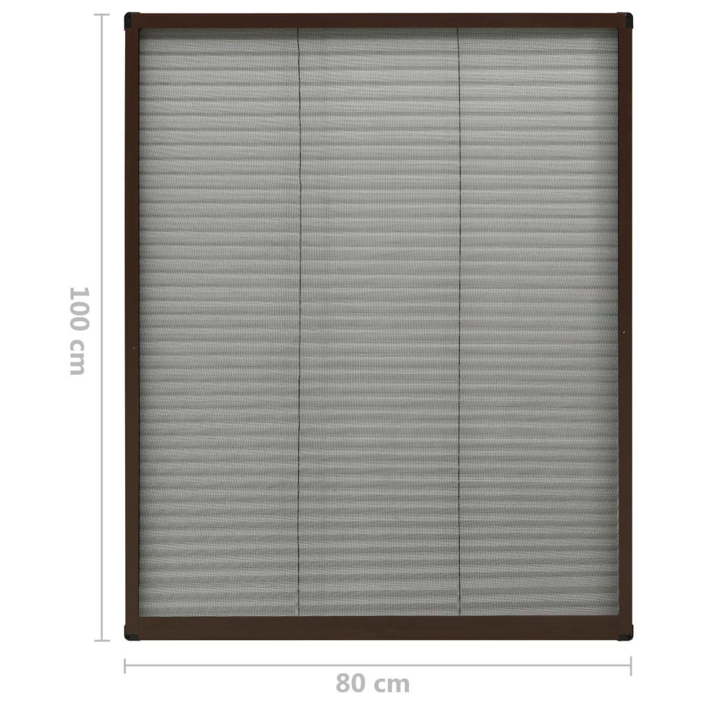 vidaXL Insektenschutz-Fensterrahmen Insektenschutz-Plissee für Fenster Fliegengi Aluminium cm 80x100 Braun