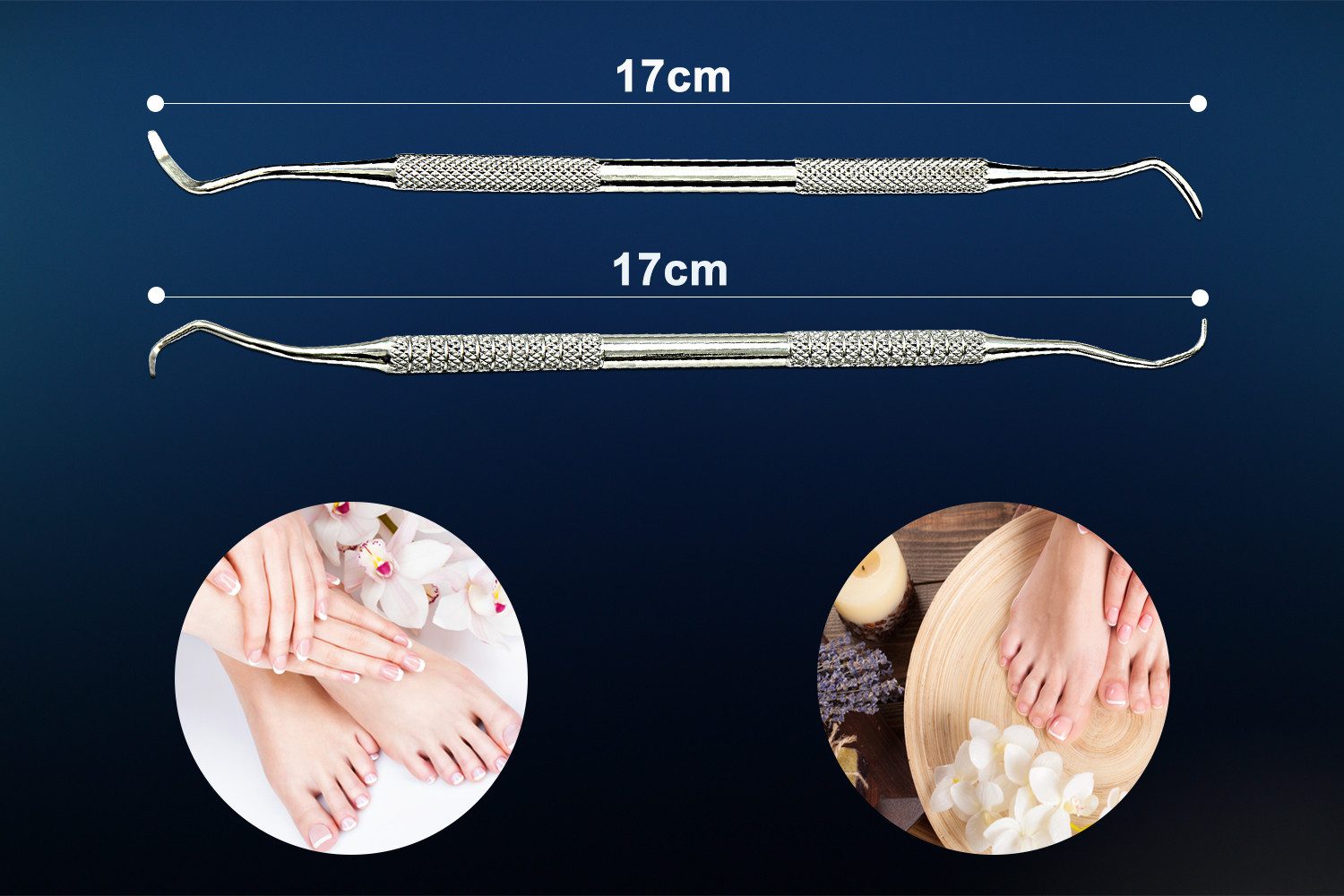 SMI Nagelhautschieber 2 Stück Nagelhautschieber Nagelheber Reinigungswerkzeug Fußpflege set, Nagelhautschieber, 2-tlg., 2-teiliges Nagelhautschieber set