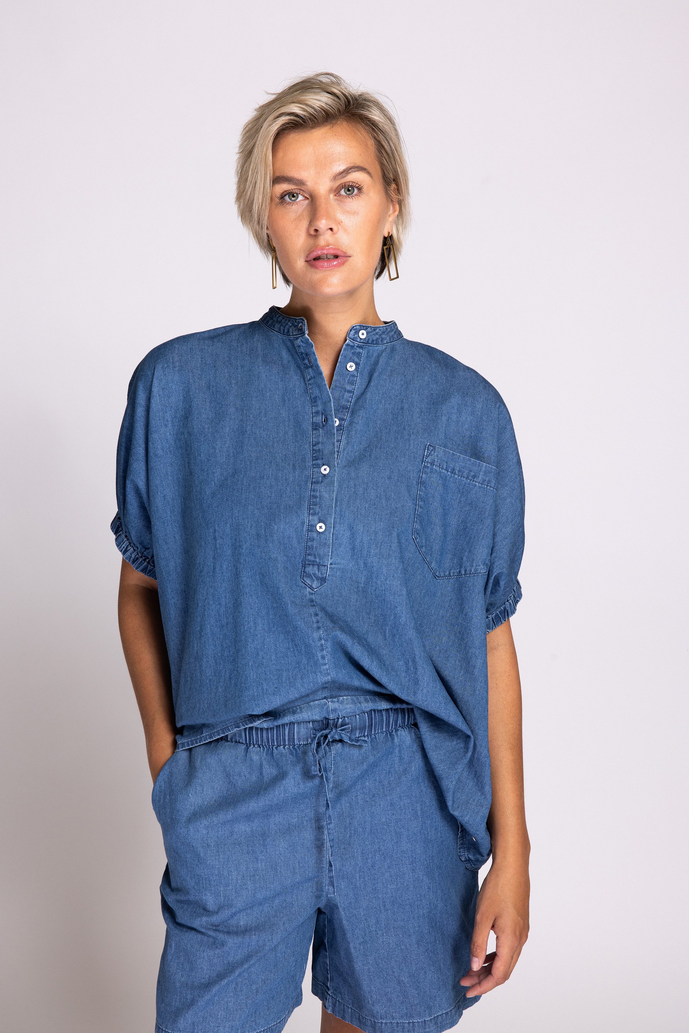 Zhrill Blusenshirt PARA Denim-Look, mit Knopfleiste günstig online kaufen