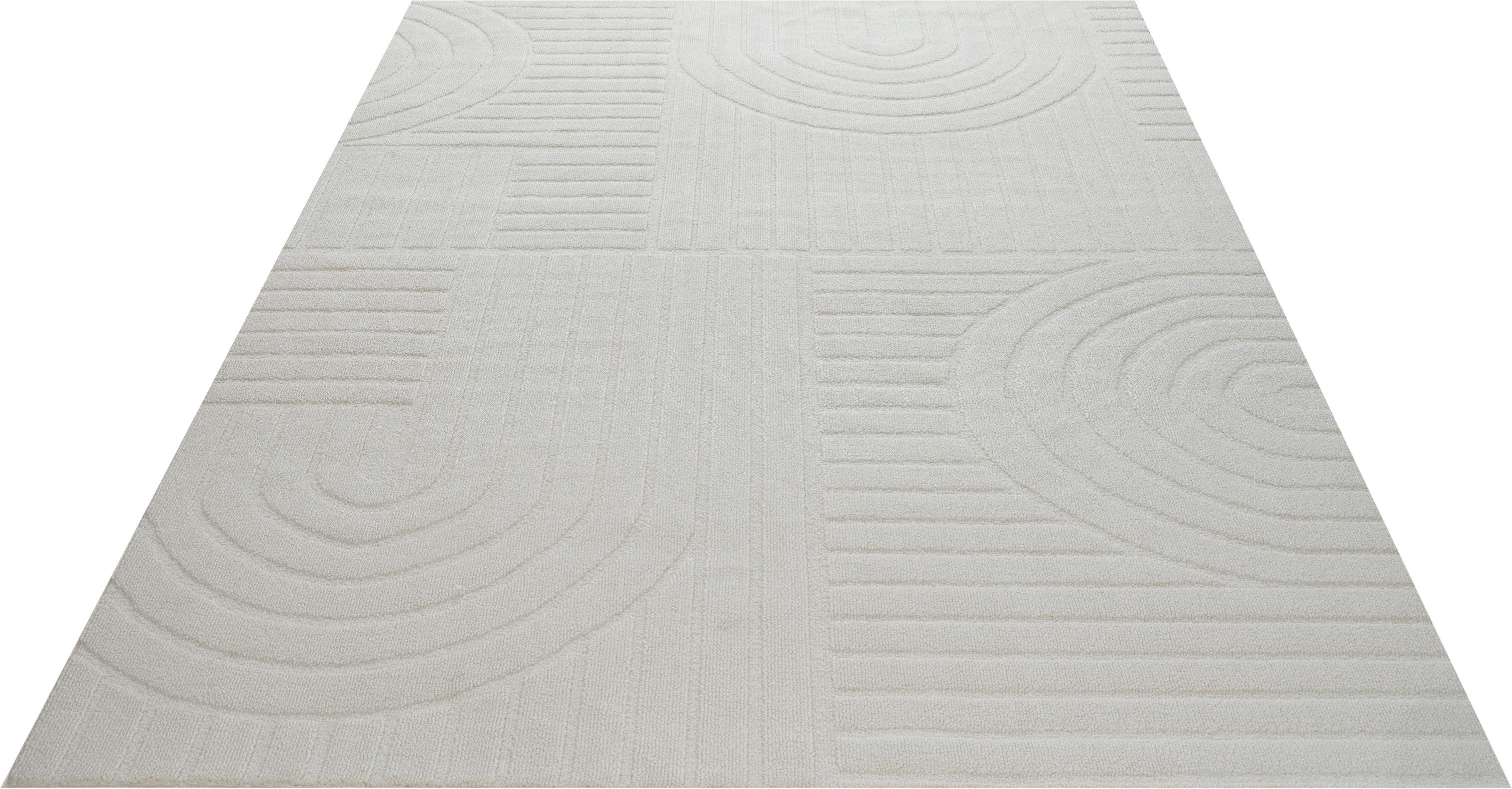 OTTO home Teppich Neele, Boho-Design, Hoch-Tief, waschbar, rechteckig, Höhe: 12 mm, 3D Optik, Skandinavisch, Designteppich, Wohnzimmer, Schlafzimmer
