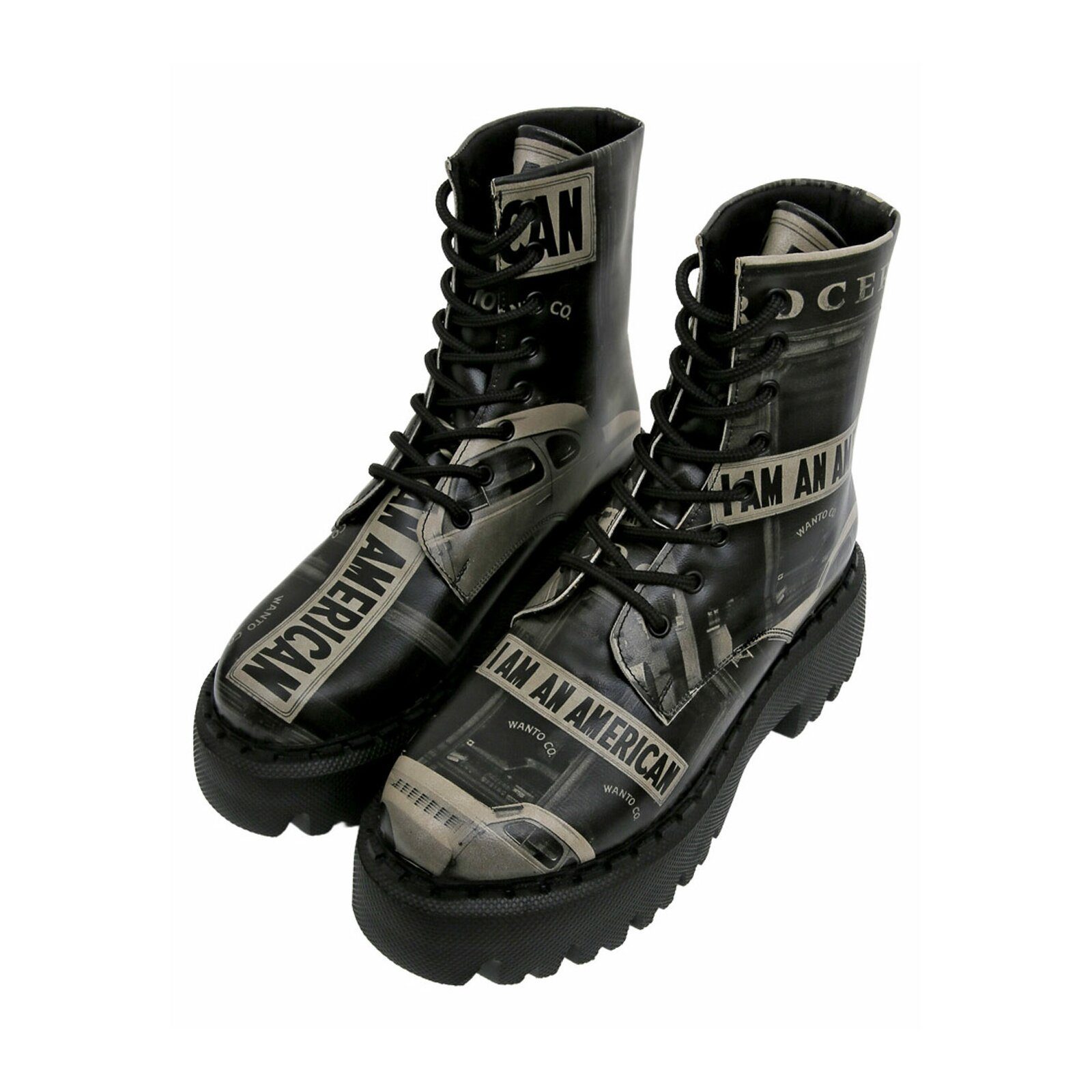 DOGO Navy Schnürstiefel Boots I Am An American Damen Stiefeletten Chelseaboots Handgefertigt
