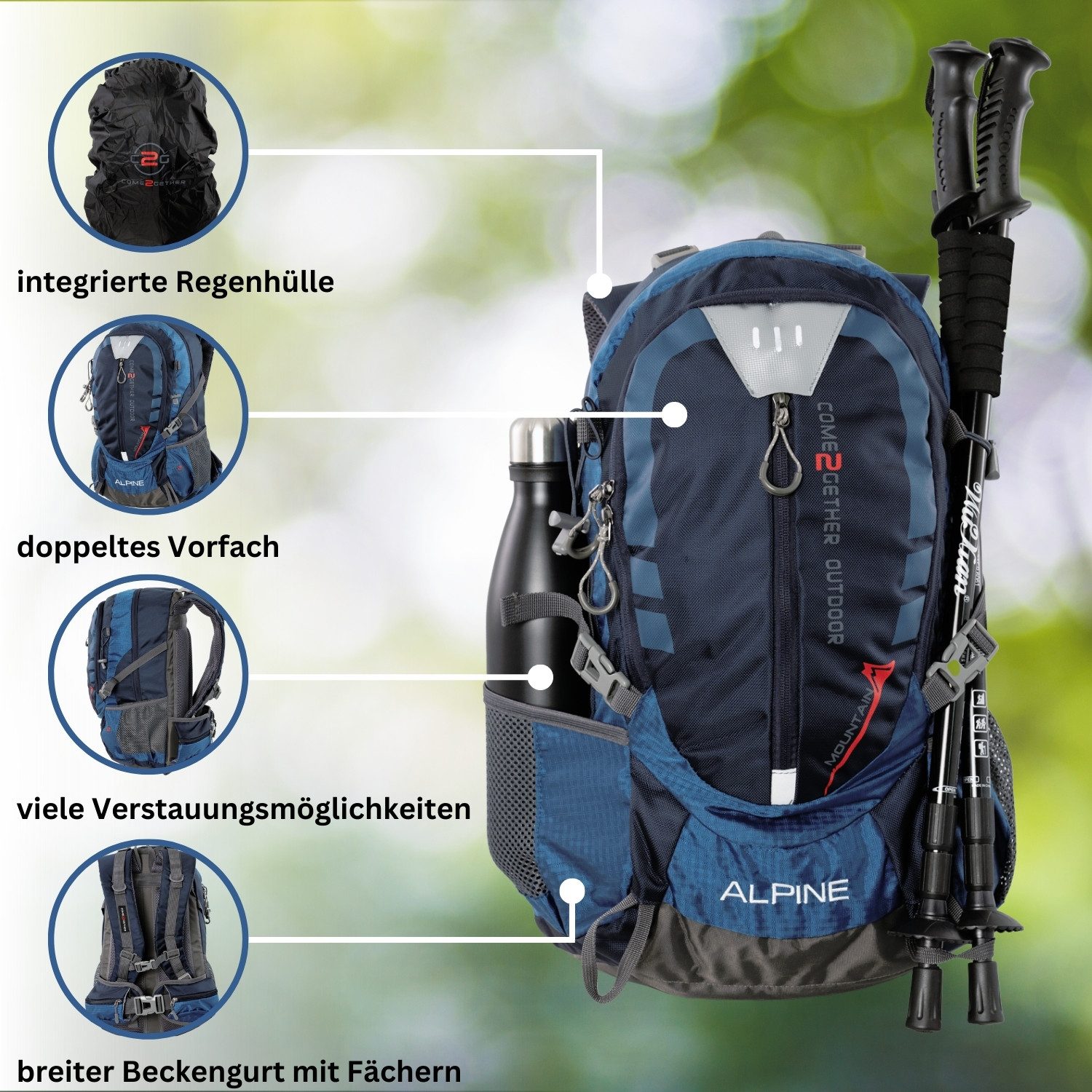 NOWI Wanderrucksack Outdoor-Rucksack 40 L – Wanderrucksack mit Regenhülle günstig online kaufen