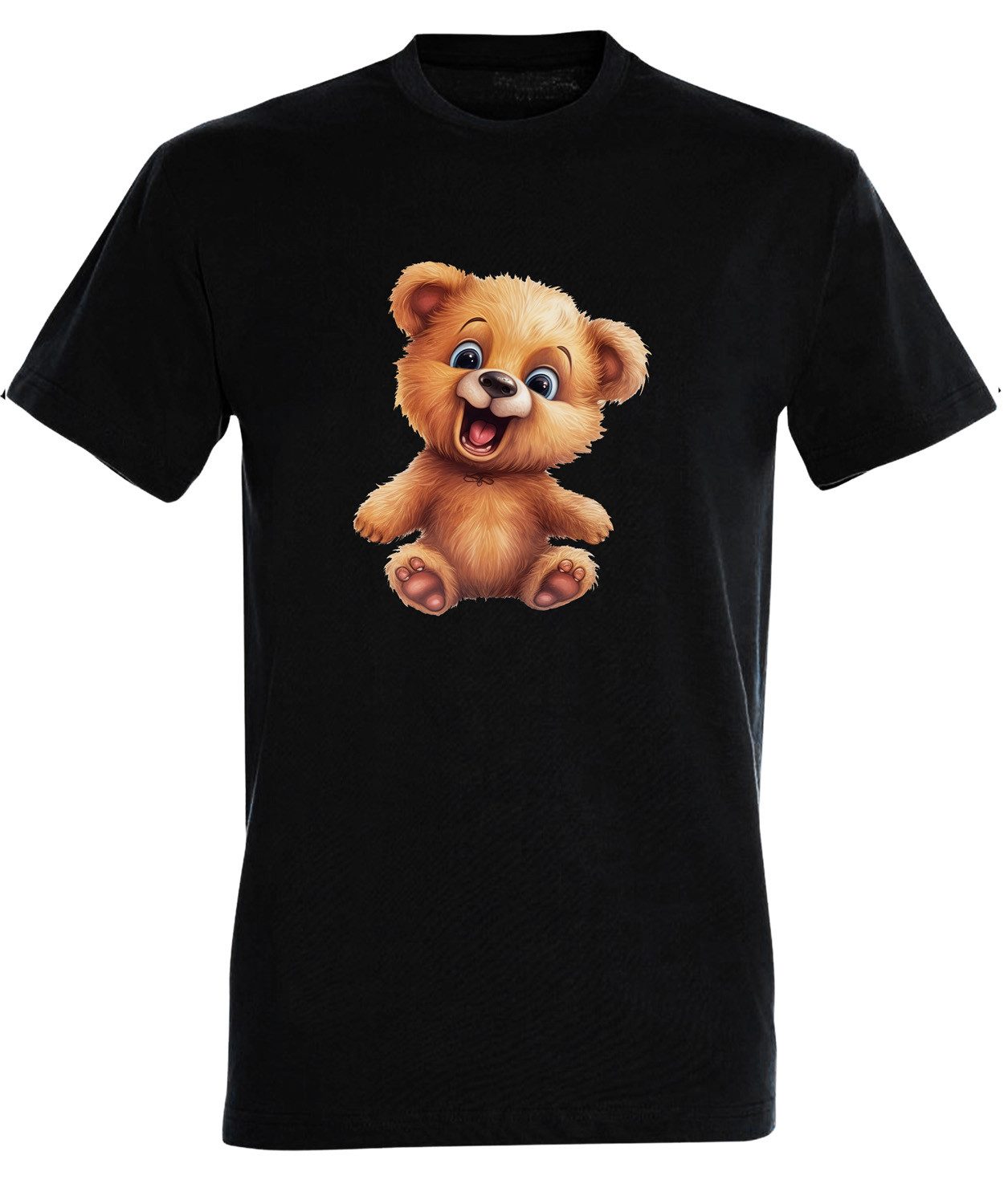 T-Shirt Herren Print Shirt - Teddybär Brustprint