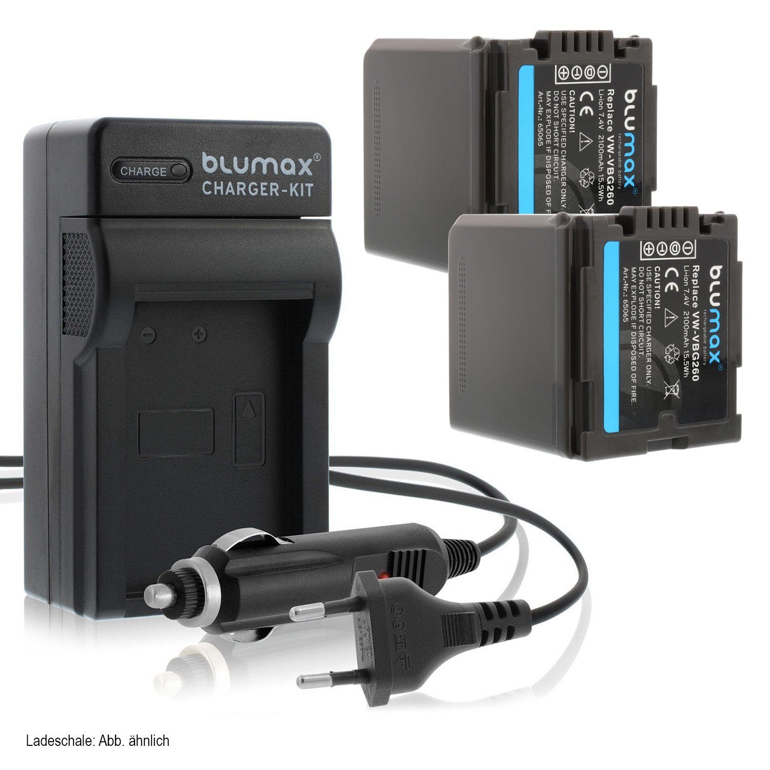 Blumax Set mit Lader für Panasonic VW-VBG260 2100 mAh Kamera-Akku