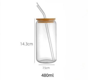 SOTOR Glas Heiße Trinkgläser mit Deckel Strohhalm Glasset, 480ml+600ml Glas, Zwei Stücke insgesamt