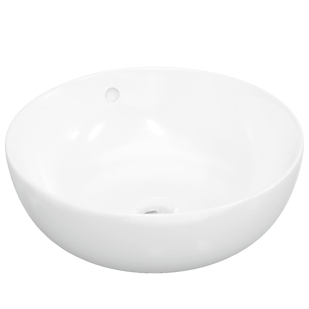 Waschbecken Waschbecken Badezimmer Aufsatzwaschbecken Weiß 44x17 cm Keramik Rund