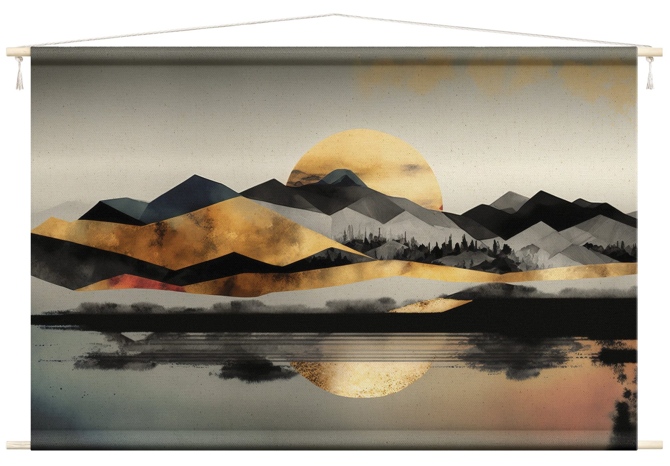 Bilderdepot24 Wandteppich modern Abstrakt Natur schwarz, rechteckig, Höhe: 2.6 mm, großes Wandbild aus Natur-Baumwolle Wandbehang Stoffbild Tuch Wollseil