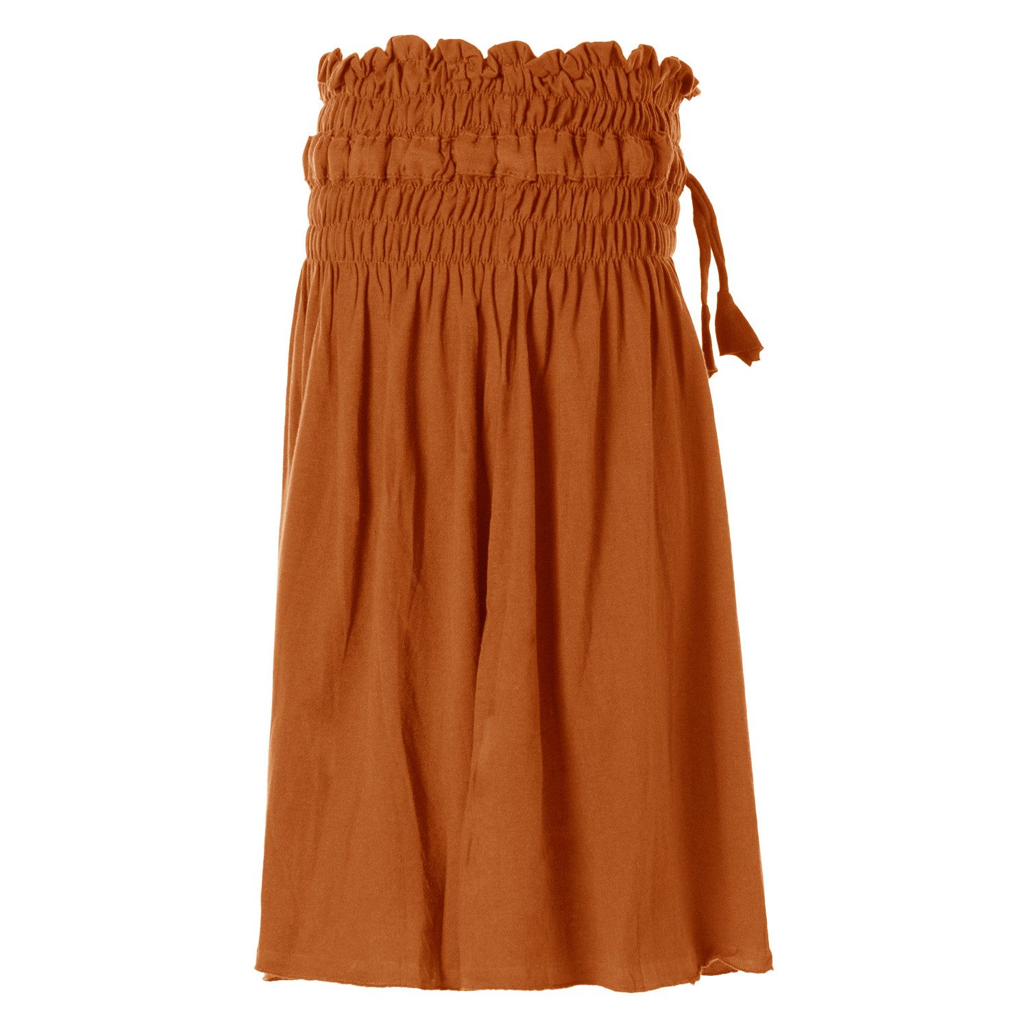 Vishes A-Linien-Rock Damen Rock knielang Basic-Rock Baumwoll-Rock Einfarbig Schlicht Boho, Hippie, Yoga Style