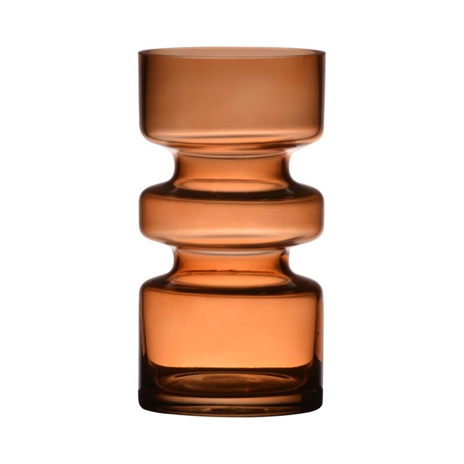 INNA-Glas Dekovase Ausgefallene Glas Vase TAMLIN, orange-braun-klar, 17cm, Ø9cm