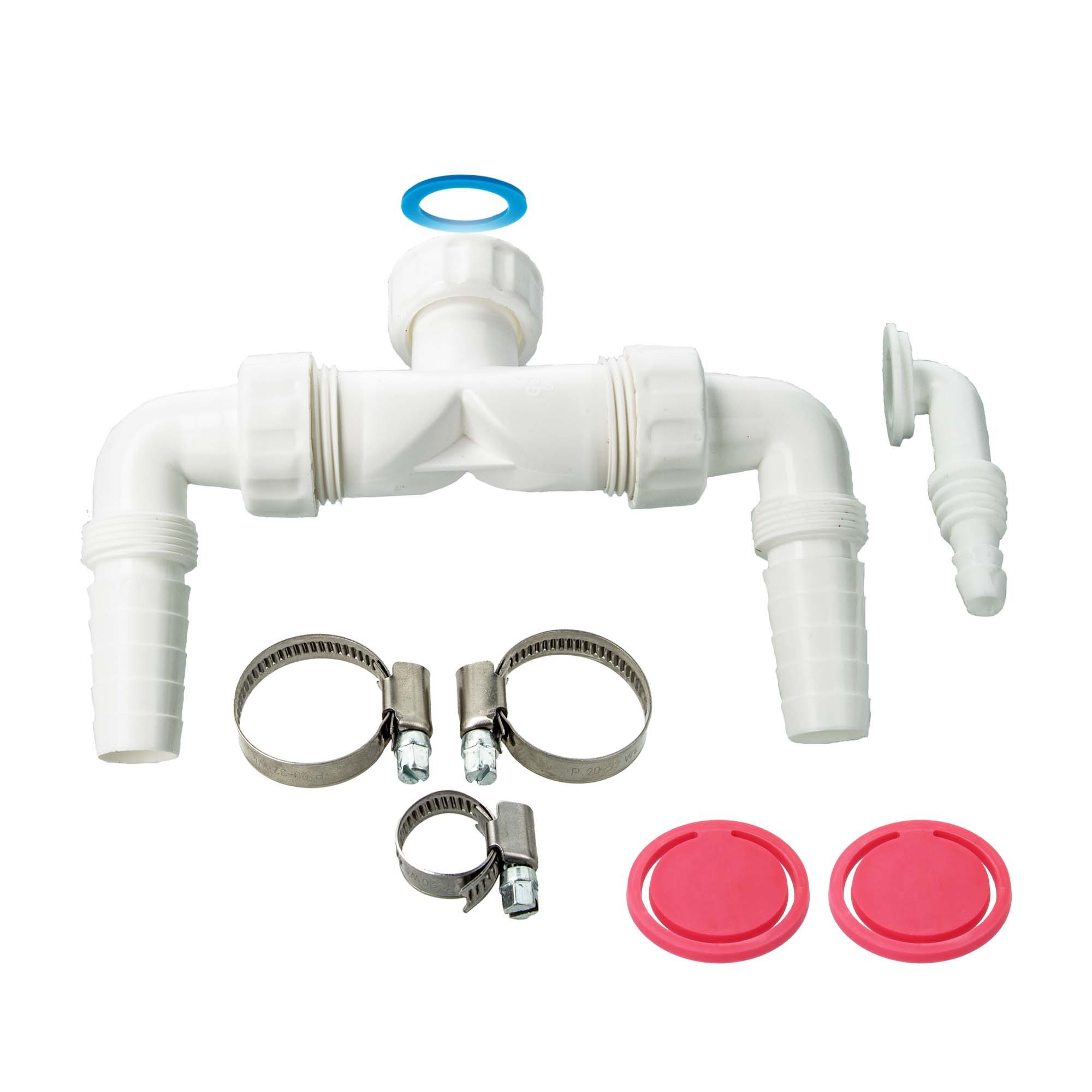 tecuro Siphon Waschgeräte Doppelanschluss für Trockner und Waschmaschine, 1 Zoll ÜWM