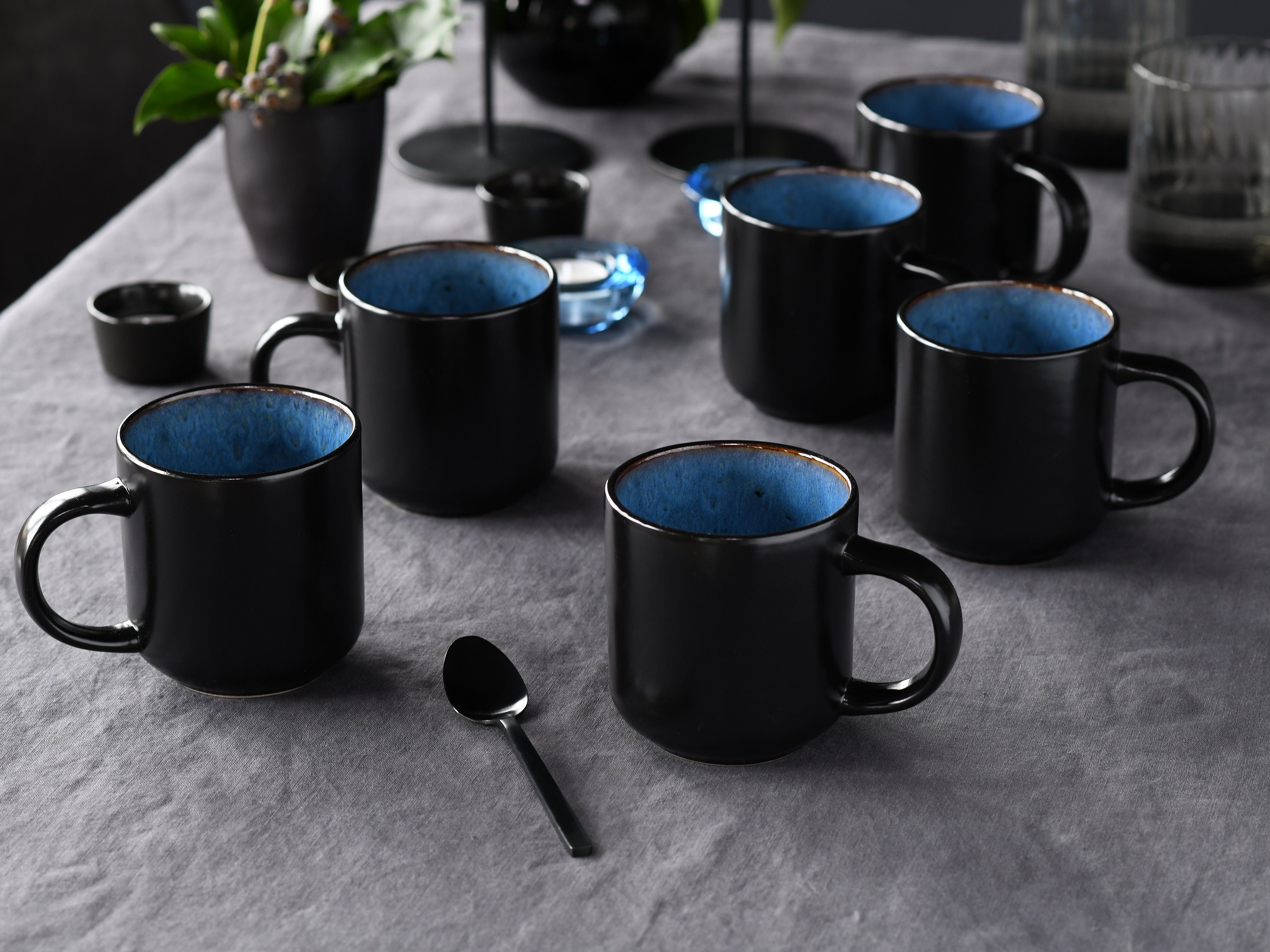 CreaTable Becher Nordic Fjord, 6-tlg., Steinzeug, Kaffeebecher, Tassen Set, 6-teilig, 285 ml