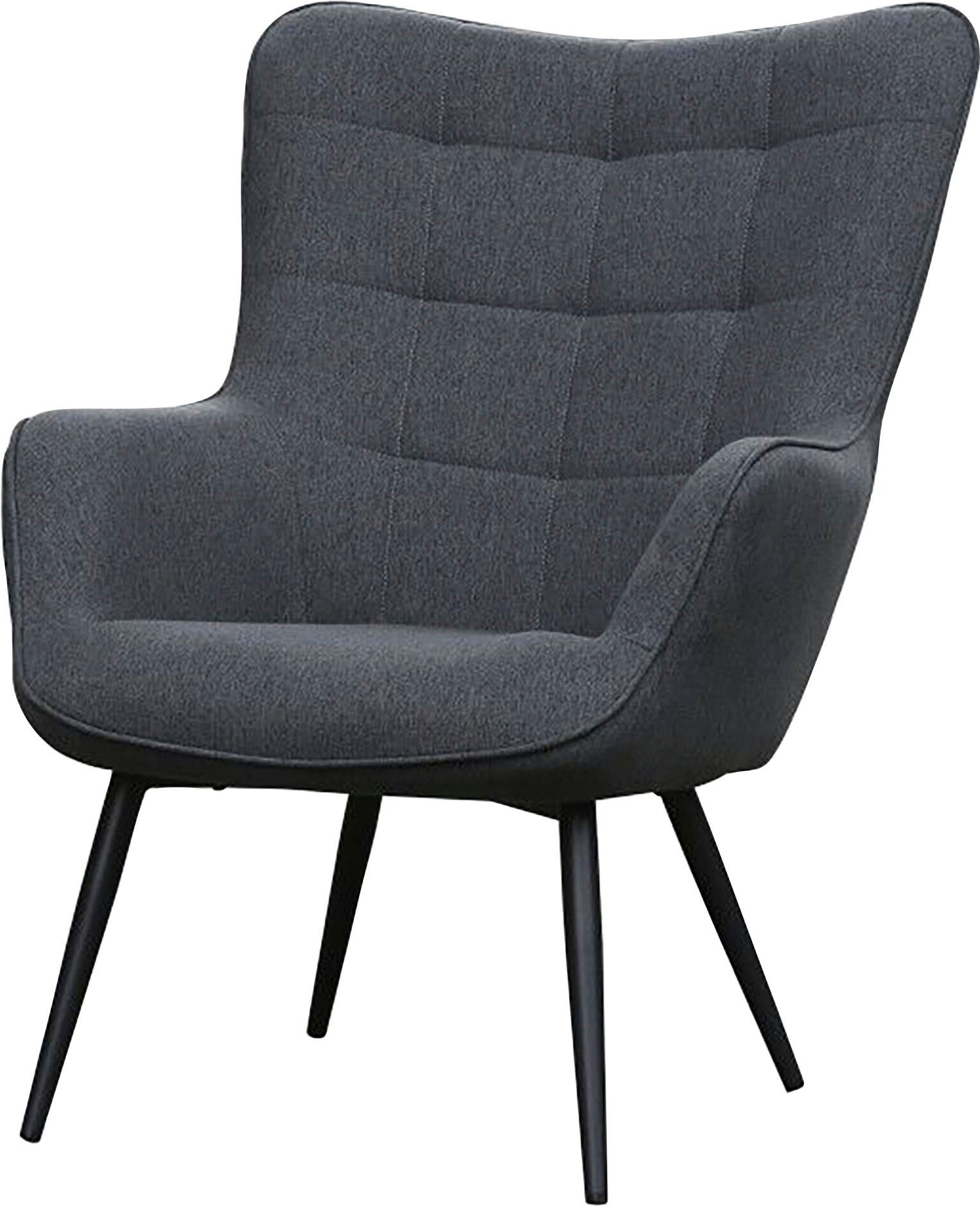 byLIVING Sessel Webstoff Cord, Samt | Hocker, oder in Uta wahlweise (1-St), dunkelgrau ohne mit dunkelgrau oder