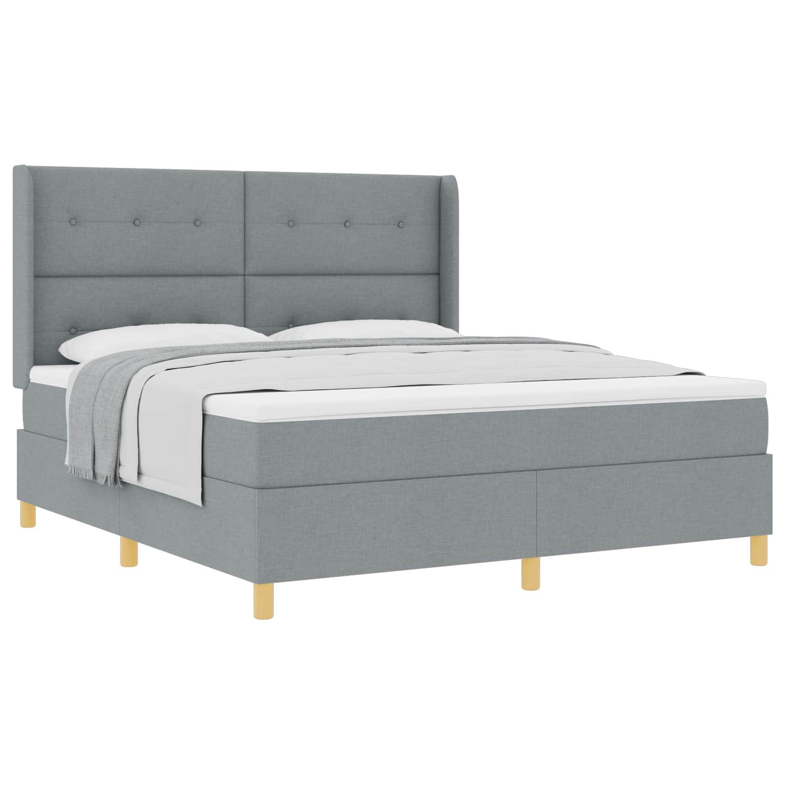 Bett Boxspringbett mit Kopfteil Hellgrau 180 x 200 cm Stoff