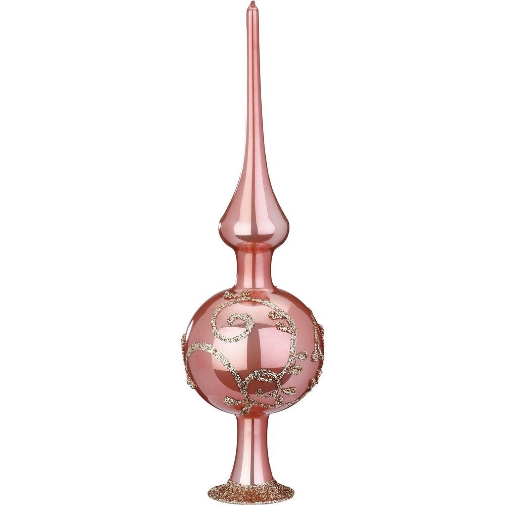 INGE-GLAS® Christbaumspitze, Christbaumspitze Glas Ranken Motiv 25cm Vintage altrosa 1 Stück