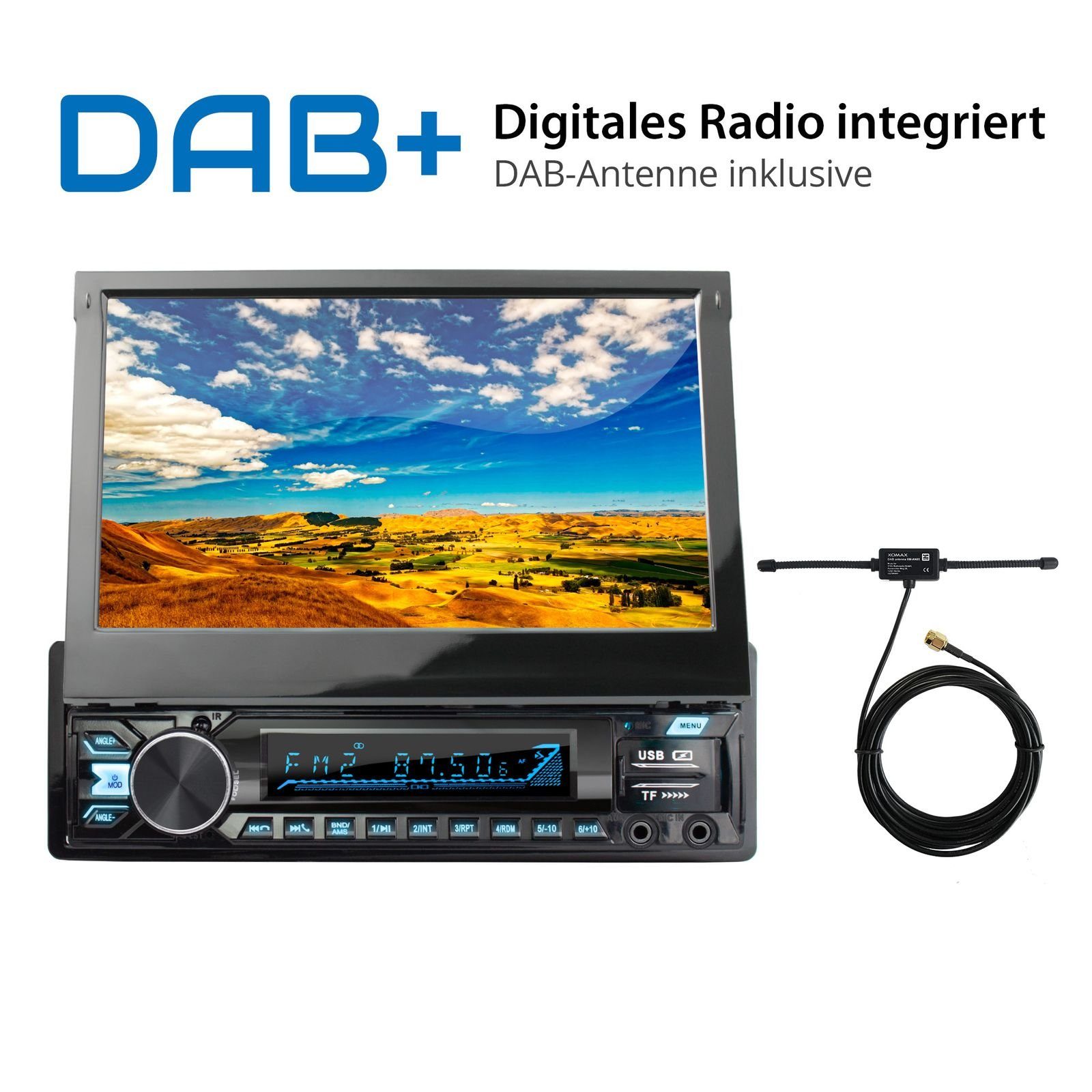 1 mit DIN plus, Bildschirm, Autoradio 7 Zoll DAB+ Bluetooth, XM-V780 XOMAX Autoradio