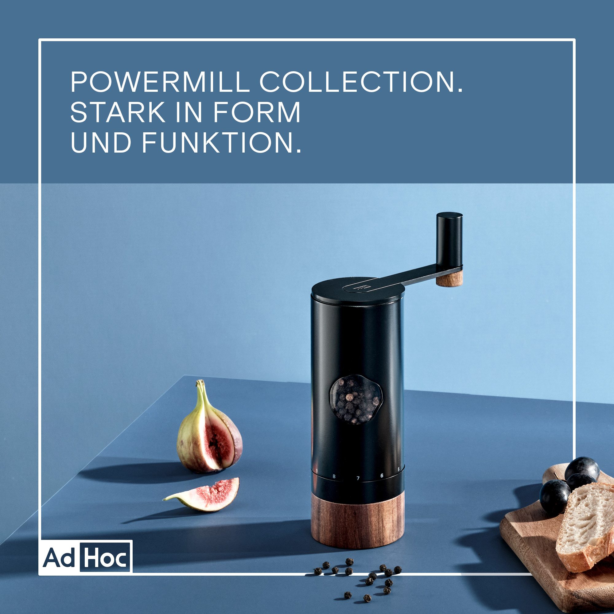 AdHoc Salz-/Pfeffermühle Getriebemühle PowerMill manuell, mit Präzisionsfeineinstellung (ohne Füllung)