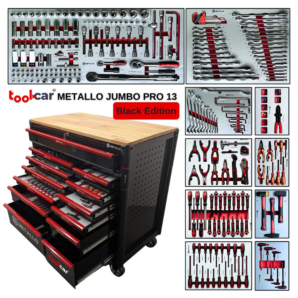 Toolcar Werkzeugwagen Toolcar Metallo Jumbo Pro 13 Black Werkstattwagen Werkzeugwagen, Jumbo