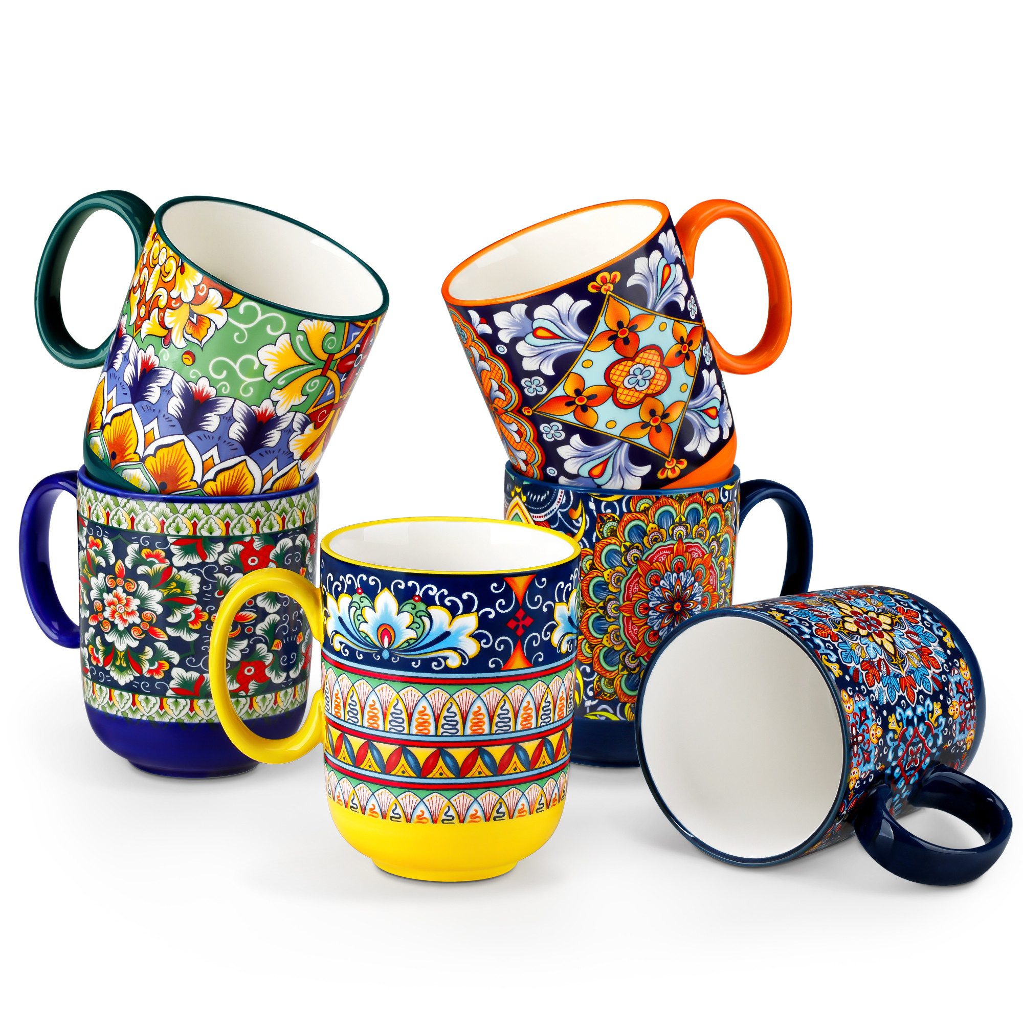 vancasso Becher 6-tlg Porzellan Becher, Kaffeebecher, Teebecher, Boho-Stil, 6-tlg., Porzellan